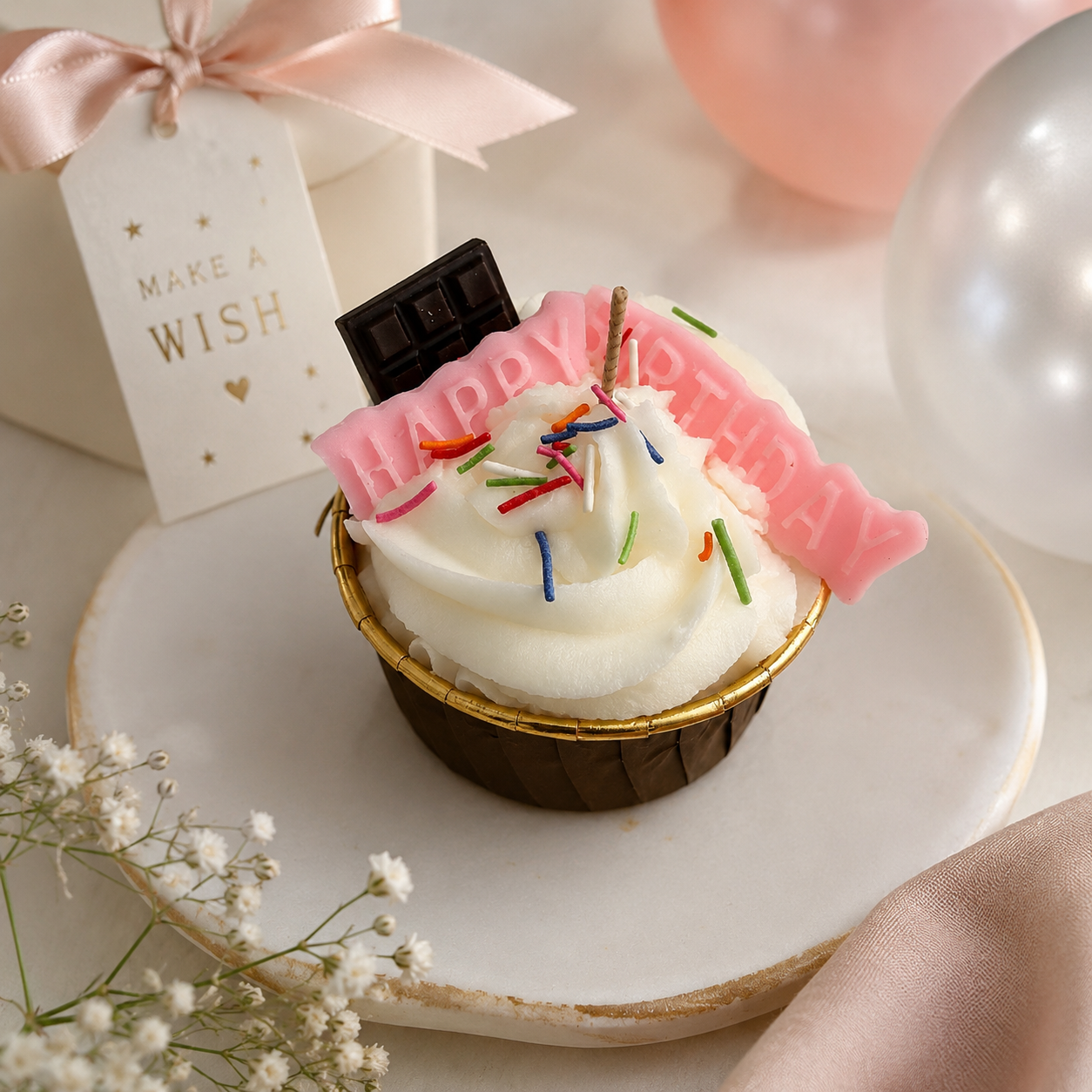 Happy Birthday Cupcake Candle | Decorative Birthday Gift Candle