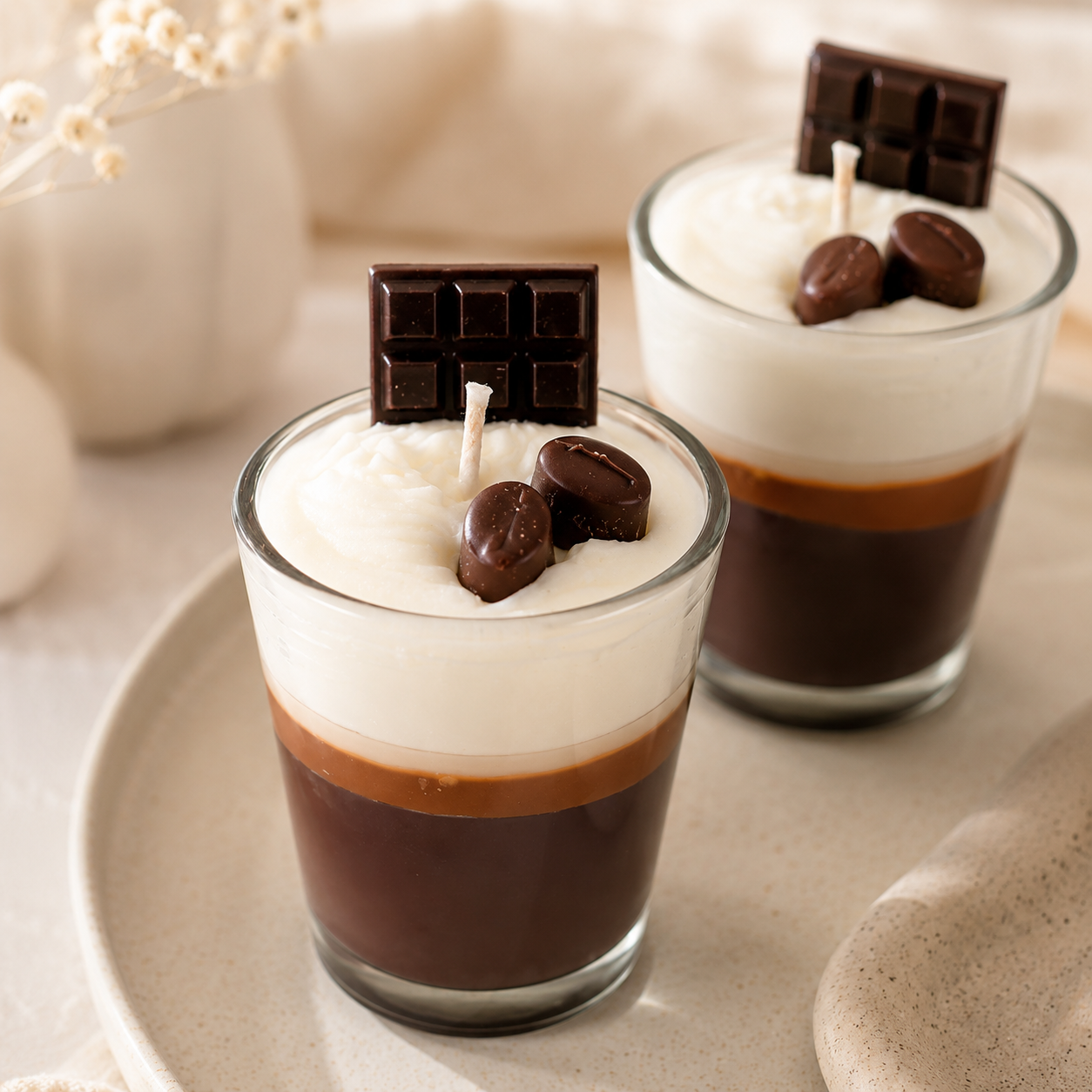Chocolate Dessert Glass Candle Set of 2 | Decorative Café-Style Candles