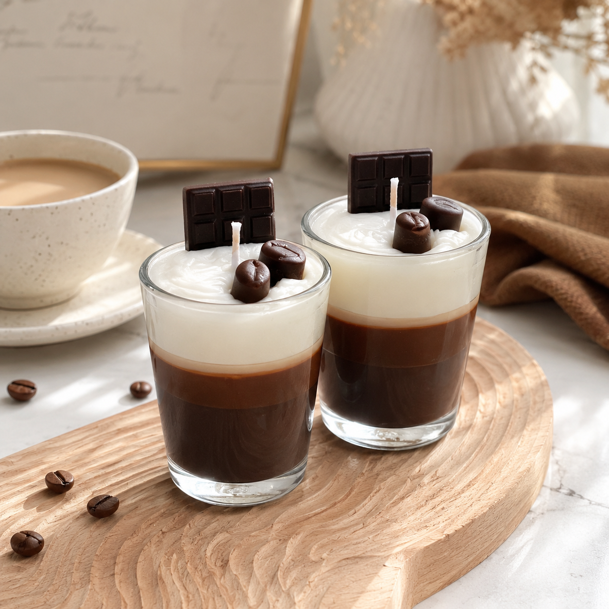 Chocolate Dessert Glass Candle Set of 2 | Decorative Café-Style Candles