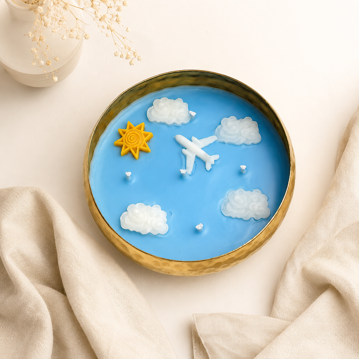 Sky Adventure Airplane Urli Candle | Decorative Travel-Themed Candle
