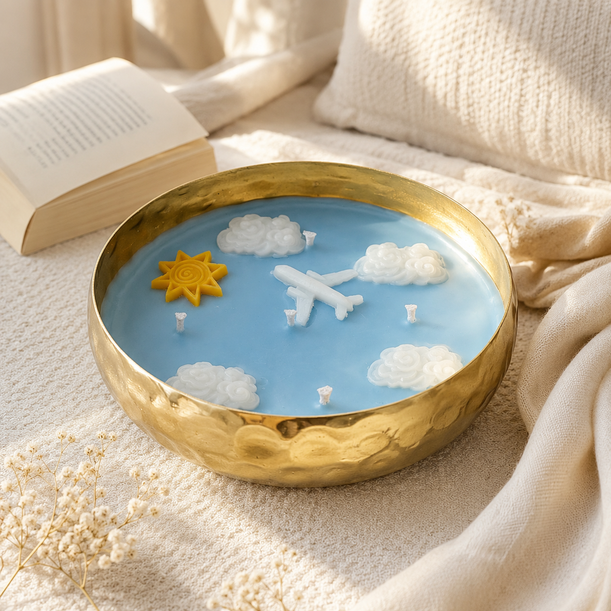 Sky Adventure Airplane Urli Candle | Decorative Travel-Themed Candle