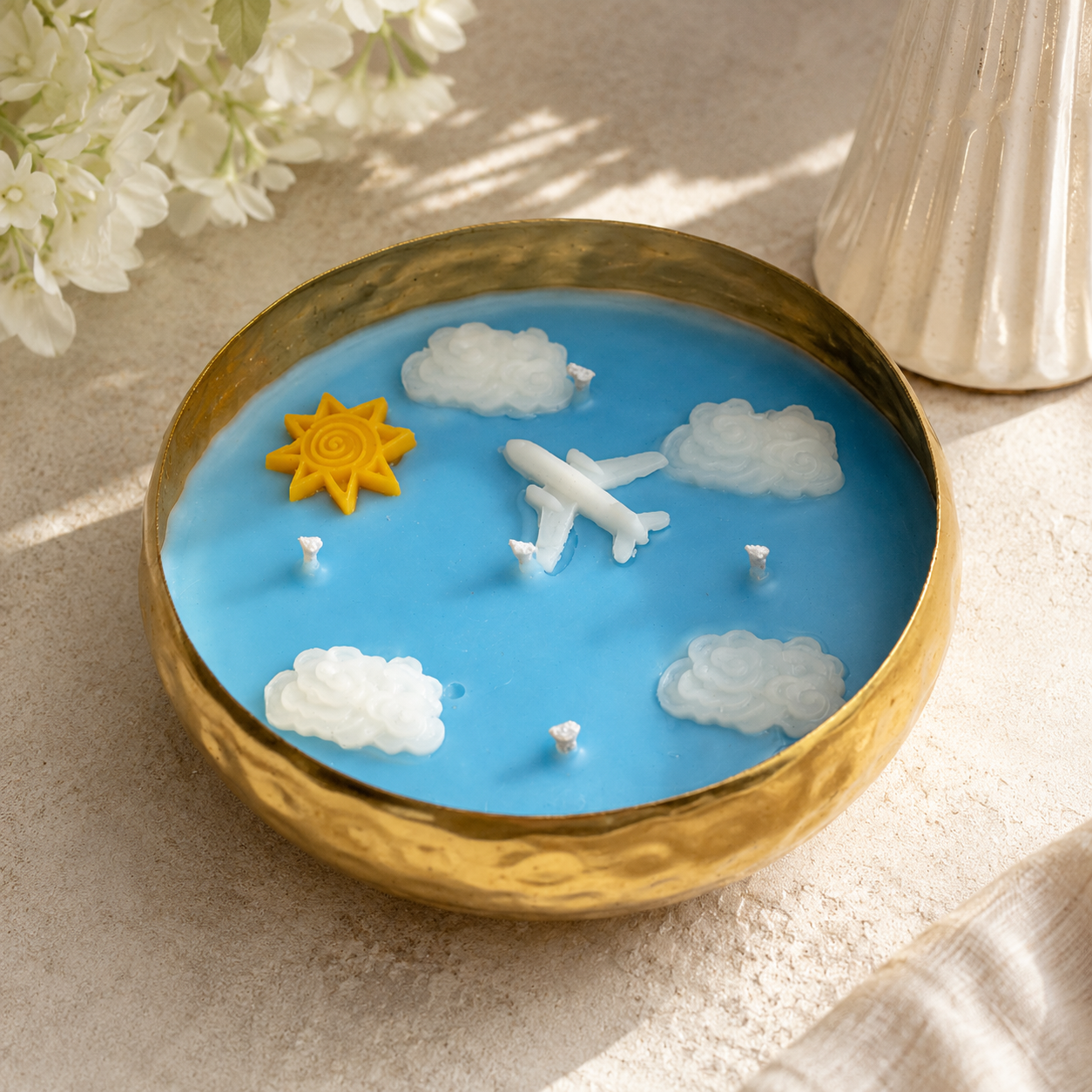 Sky Adventure Airplane Urli Candle | Decorative Travel-Themed Candle
