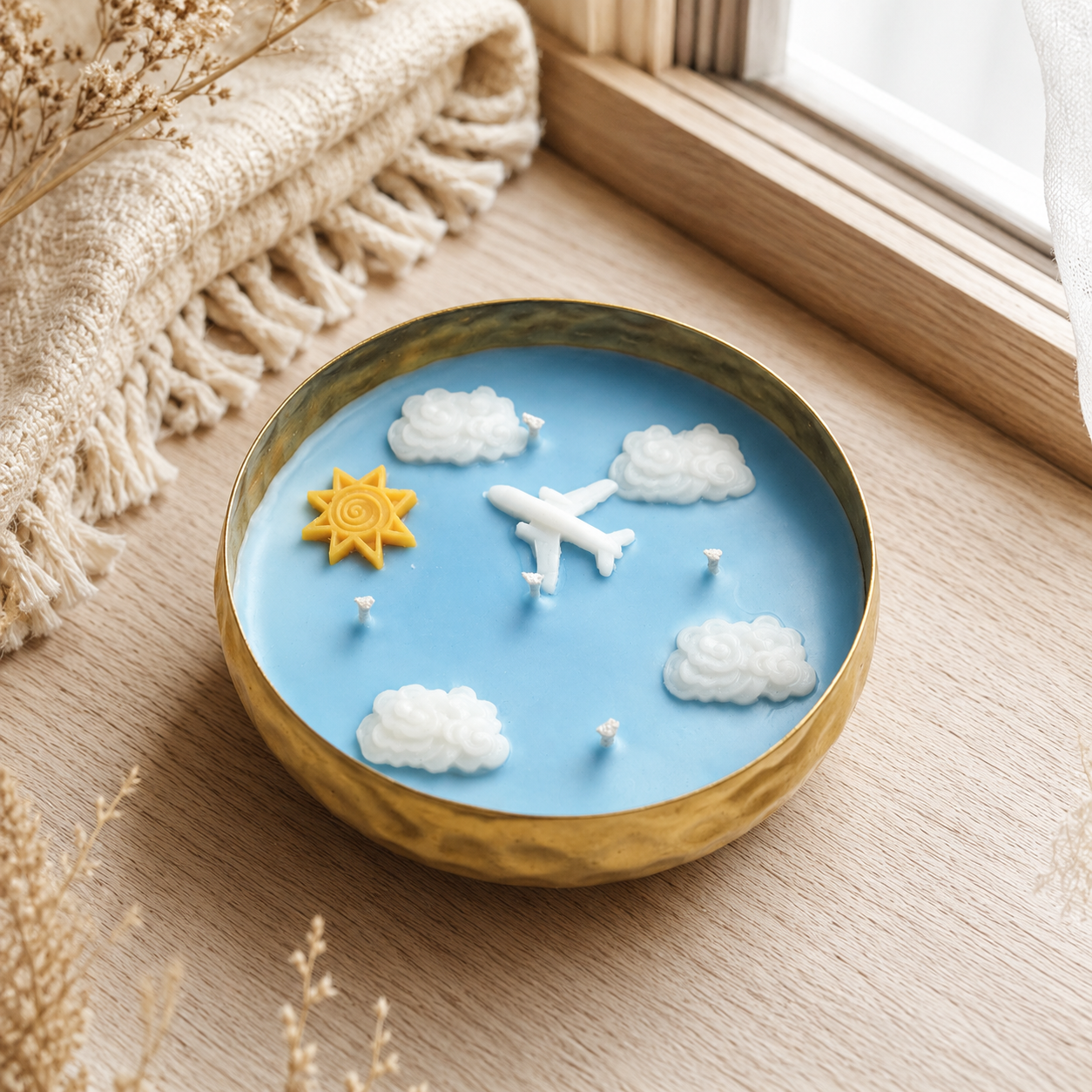 Sky Adventure Airplane Urli Candle | Decorative Travel-Themed Candle