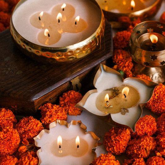 Metal Scented Urli Candles (Sandalwood)
