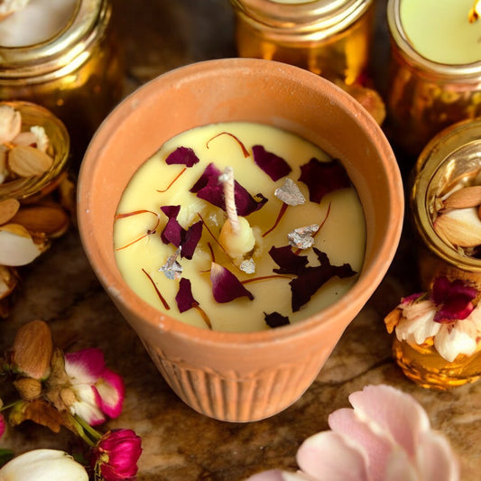 Thandai Terracotta Candle ( Rose Scented )