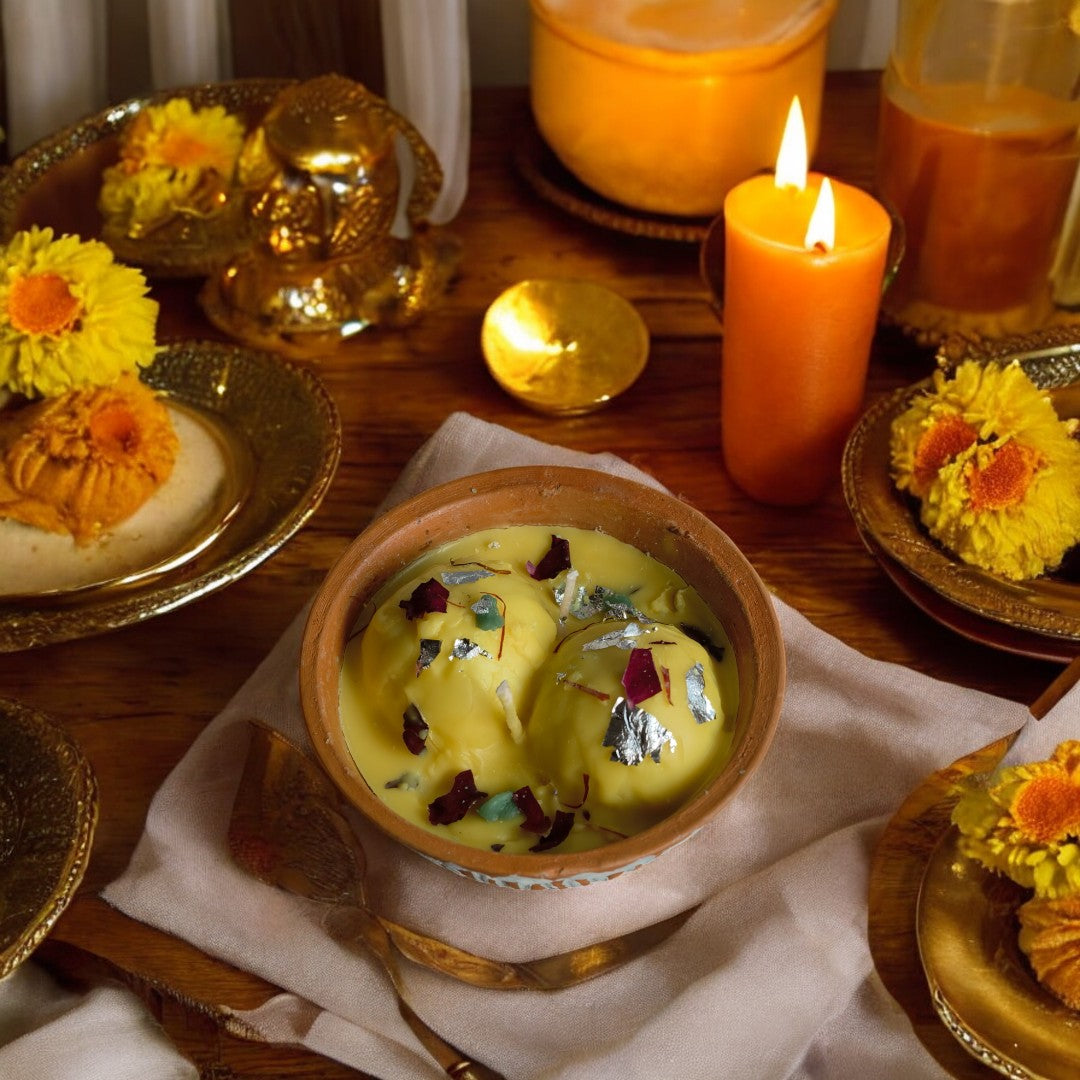 Rasmalai Terracotta Candle ( Rose Scented )