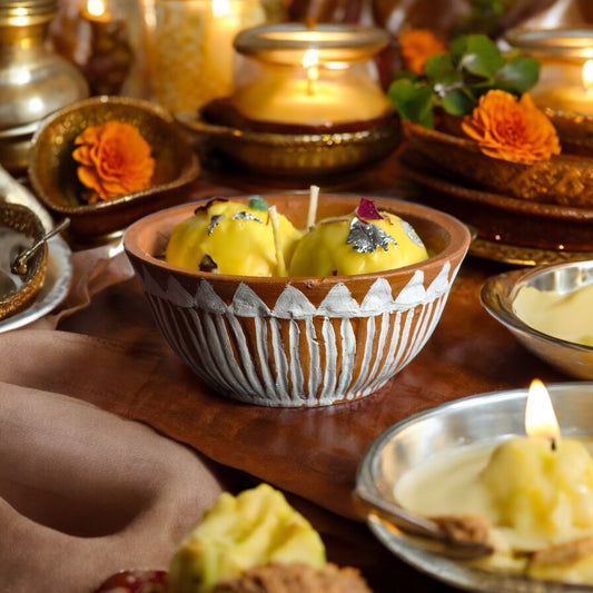 Rasmalai Terracotta Candle ( Rose Scented )