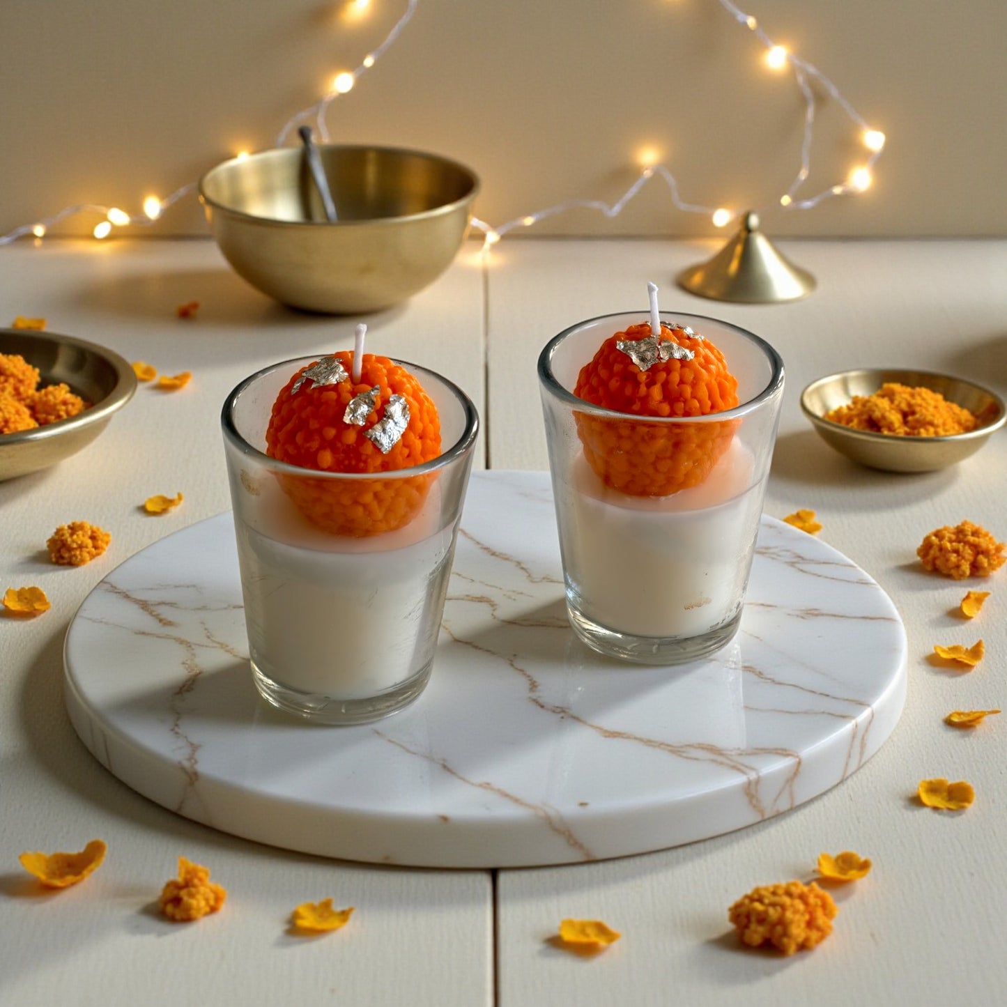Laddoo Shot Candle | Motichoor Laddoo Inspired Candle | Festive Gift