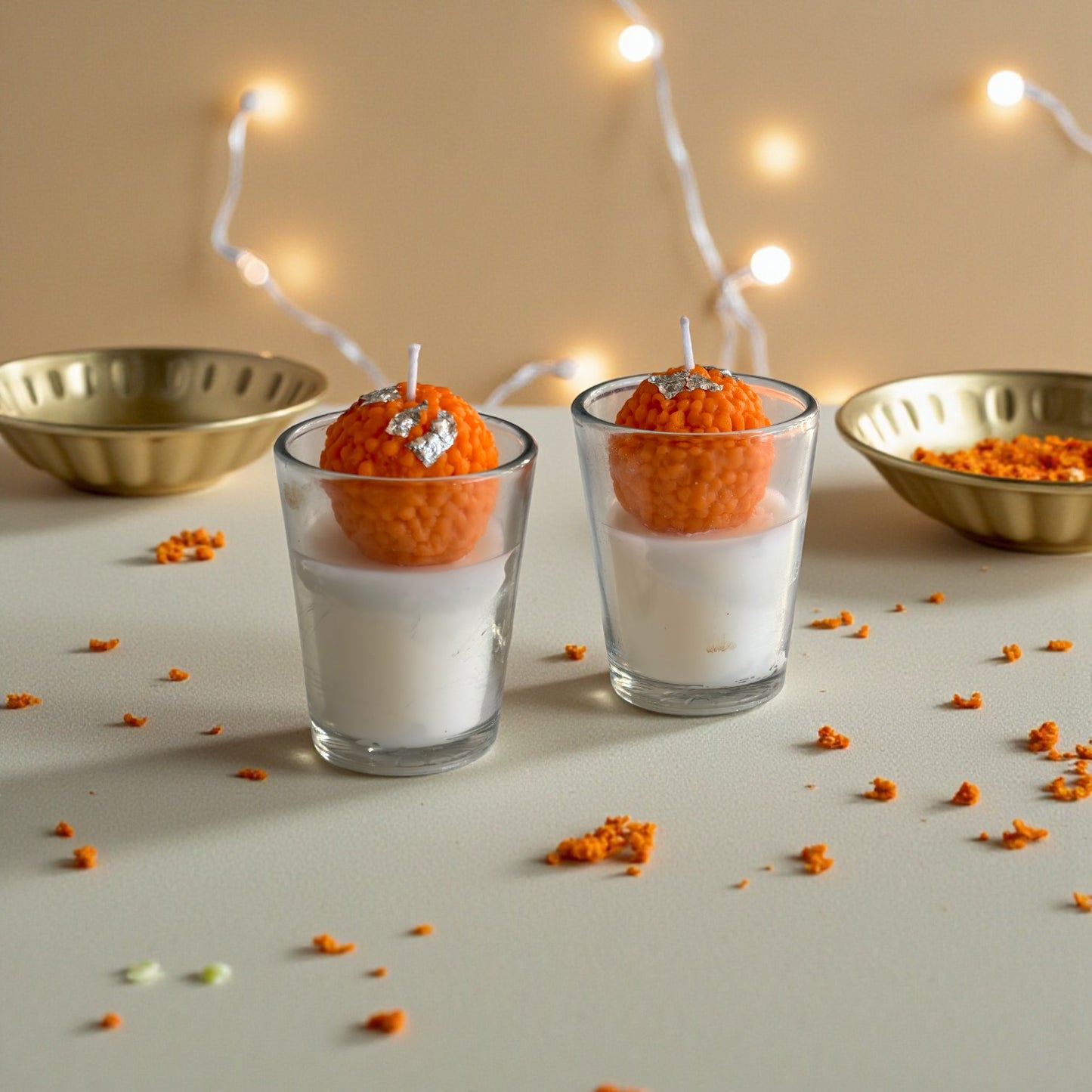 Laddoo Shot Candle | Motichoor Laddoo Inspired Candle | Festive Gift