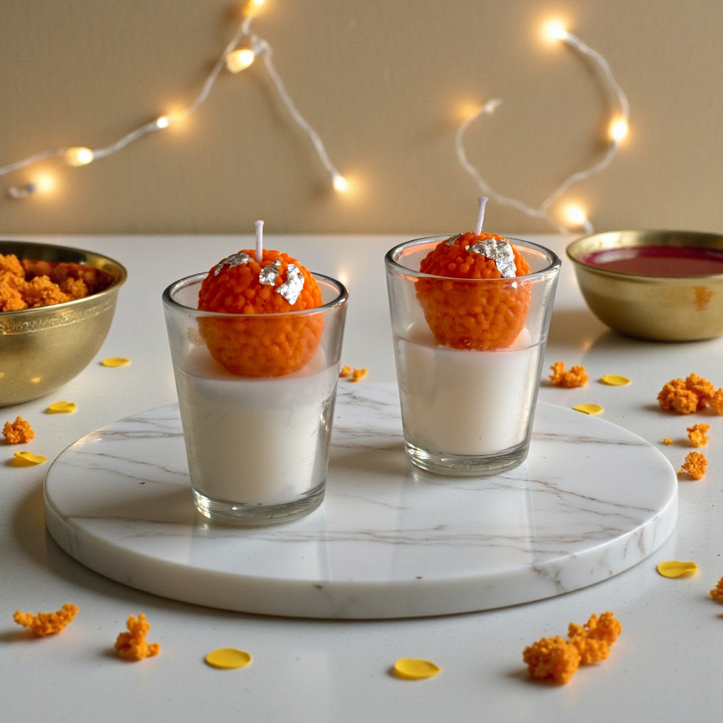Laddoo Shot Candle | Motichoor Laddoo Inspired Candle | Festive Gift