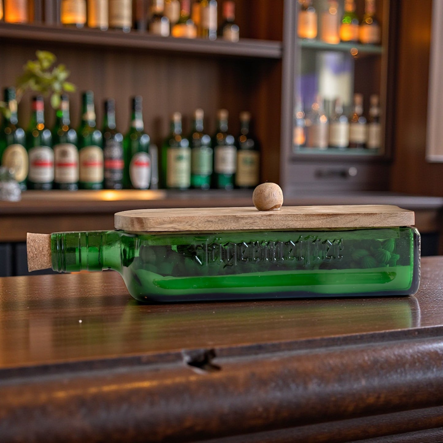 Jägermeister Succulent Bottle Candle – Hand-Poured Art in a Signature Green Bottle