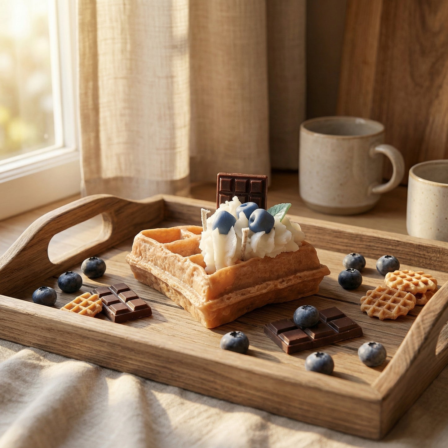 Blueberry Waffle Candle – Dessert Candle with Sweet Blueberry Fragrance | Handmade Soy Wax Decorative Candle for Home Décor & Gifting