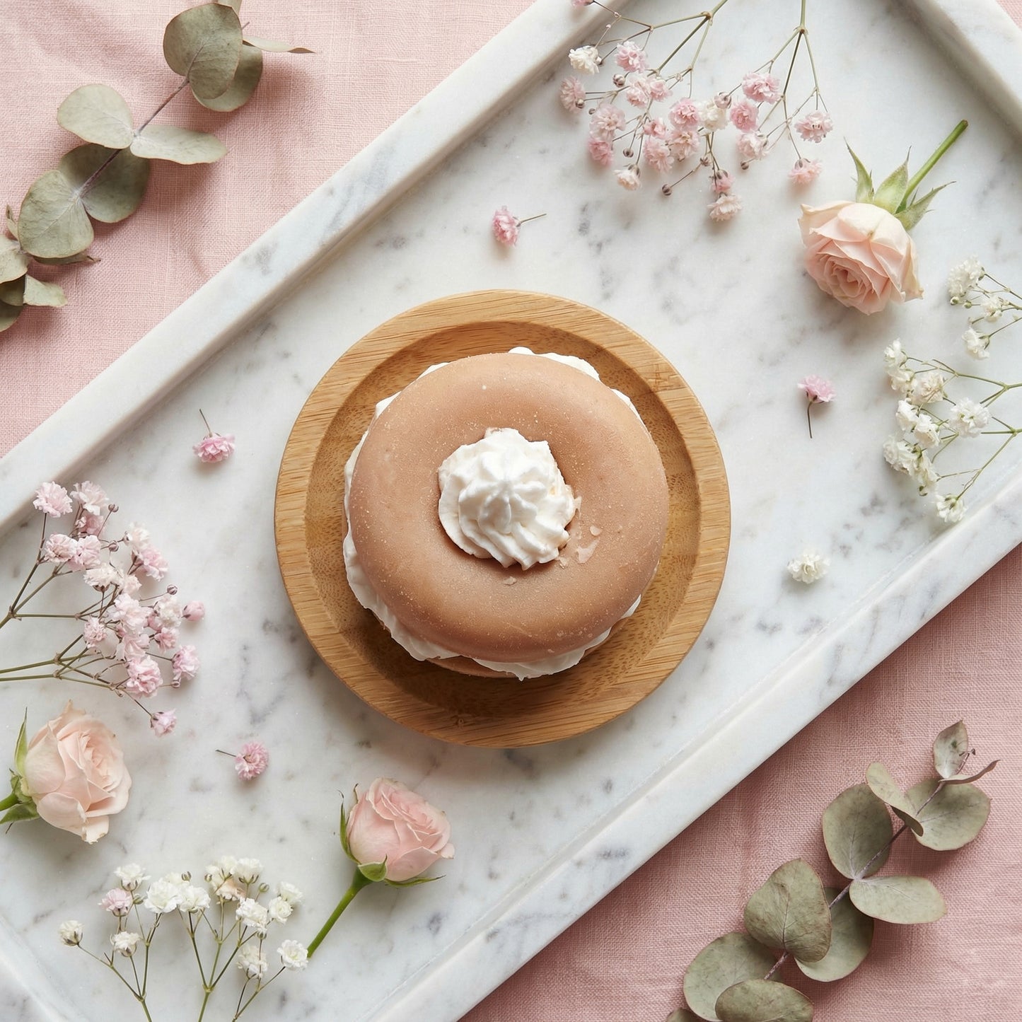 Donut Dessert Soap – Handmade Cream Donut Soap | Aesthetic Bath Soap with Sweet Fragrance | Cute Gift & Self Care Essential