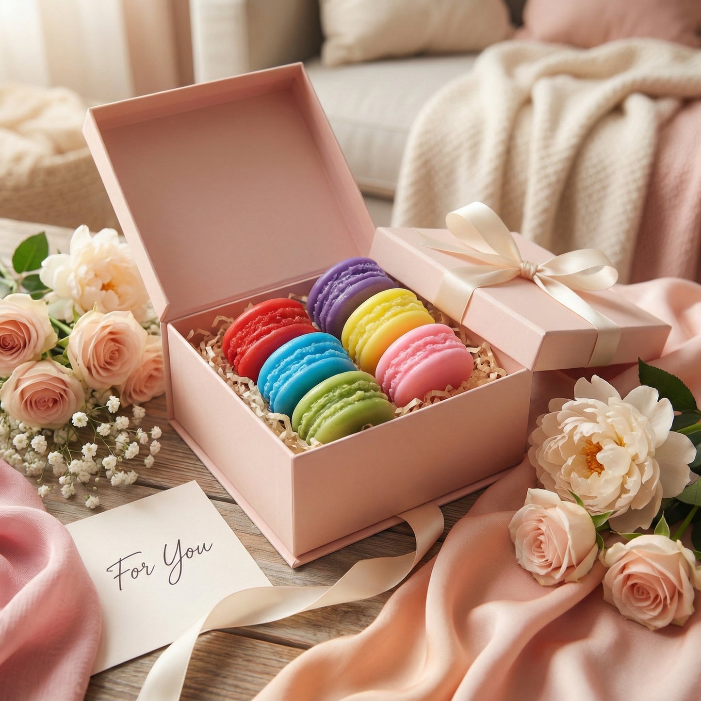 Macaron Soap Set of 6 – Handmade Dessert Soaps | Colorful Aesthetic Bath Soaps | Scented Gift Set for Self Care & Gifting