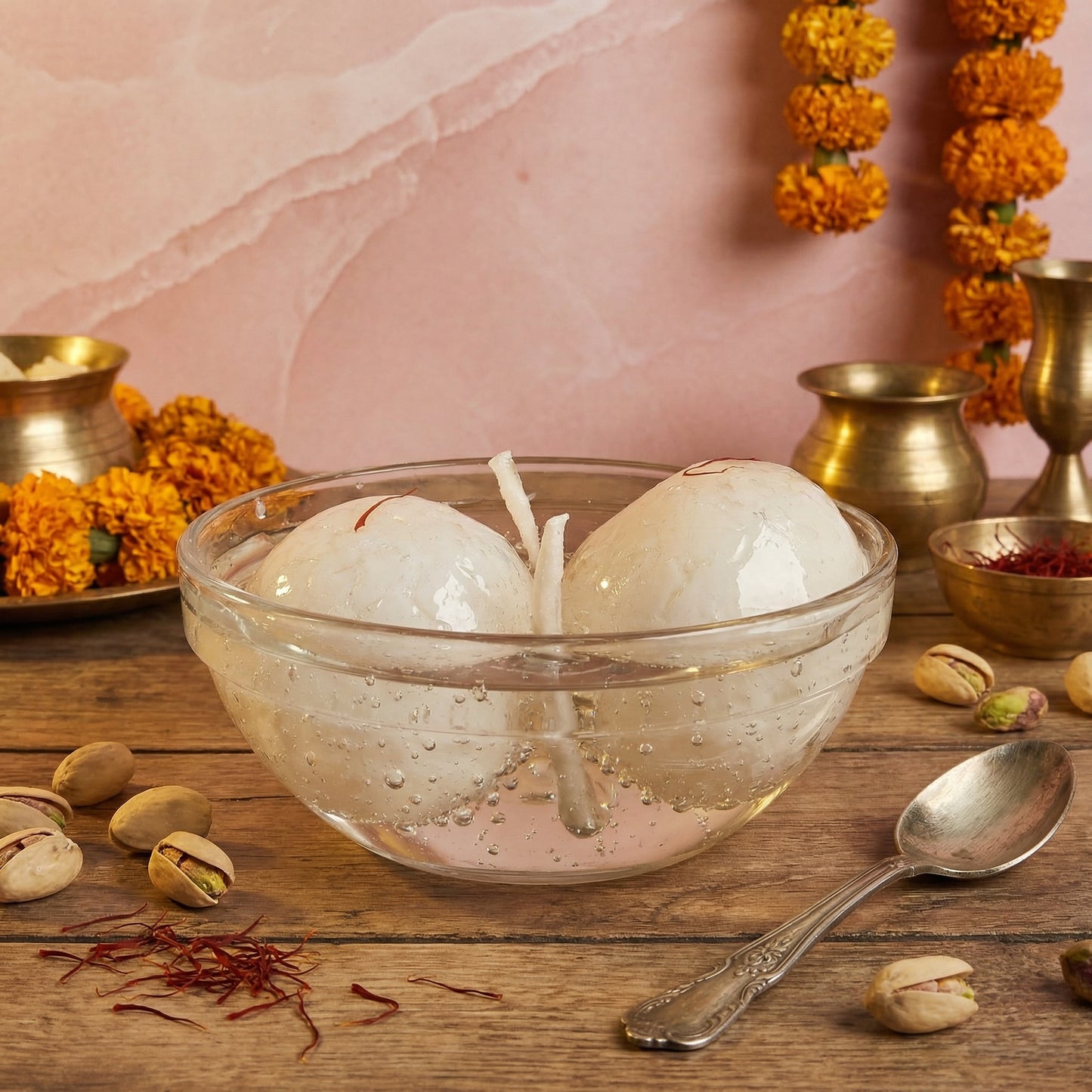 Rasgulla Gel Candle – Handmade Indian Dessert Candle | Sweet Syrup Aesthetic Candle | Unique Home Décor & Gift