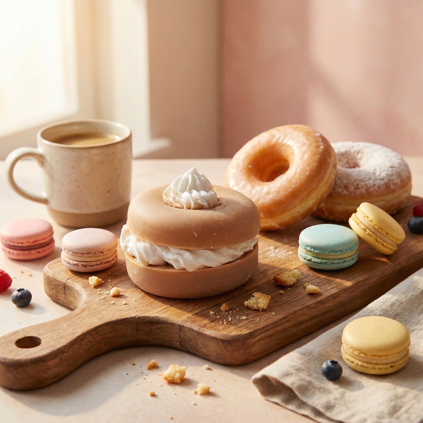 Donut Dessert Soap – Handmade Cream Donut Soap | Aesthetic Bath Soap with Sweet Fragrance | Cute Gift & Self Care Essential