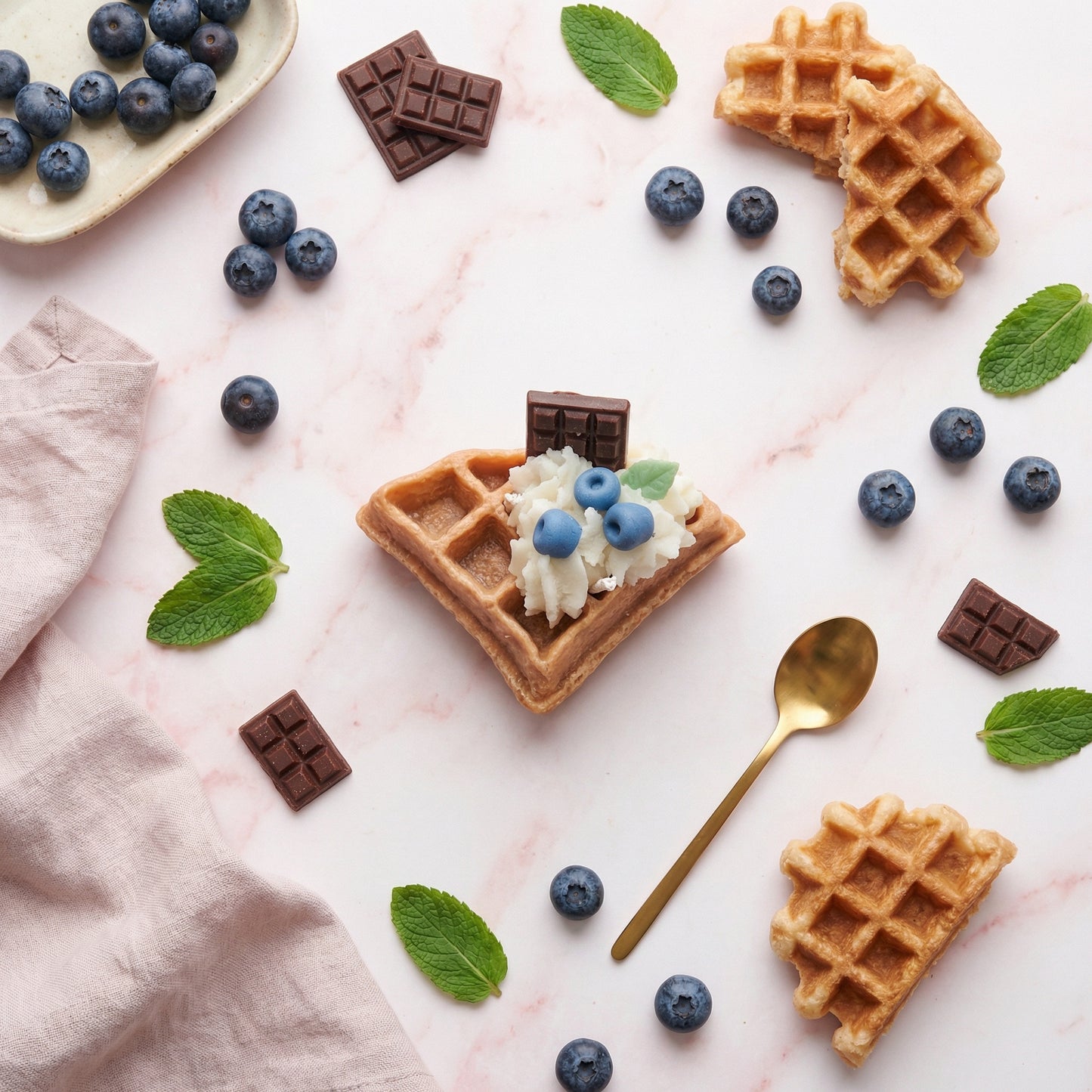 Blueberry Waffle Candle – Dessert Candle with Sweet Blueberry Fragrance | Handmade Soy Wax Decorative Candle for Home Décor & Gifting