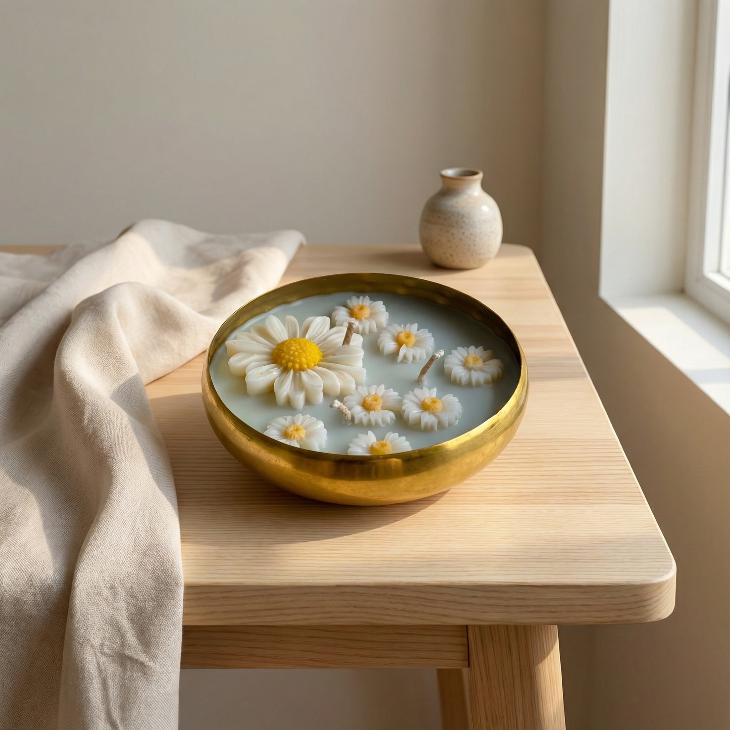 Daisy Bloom Urli Candle – Handcrafted Luxury Decor