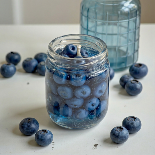 Blueberry Jar Candle – Handcrafted Gel Candle with Realistic Blueberry Embeds
