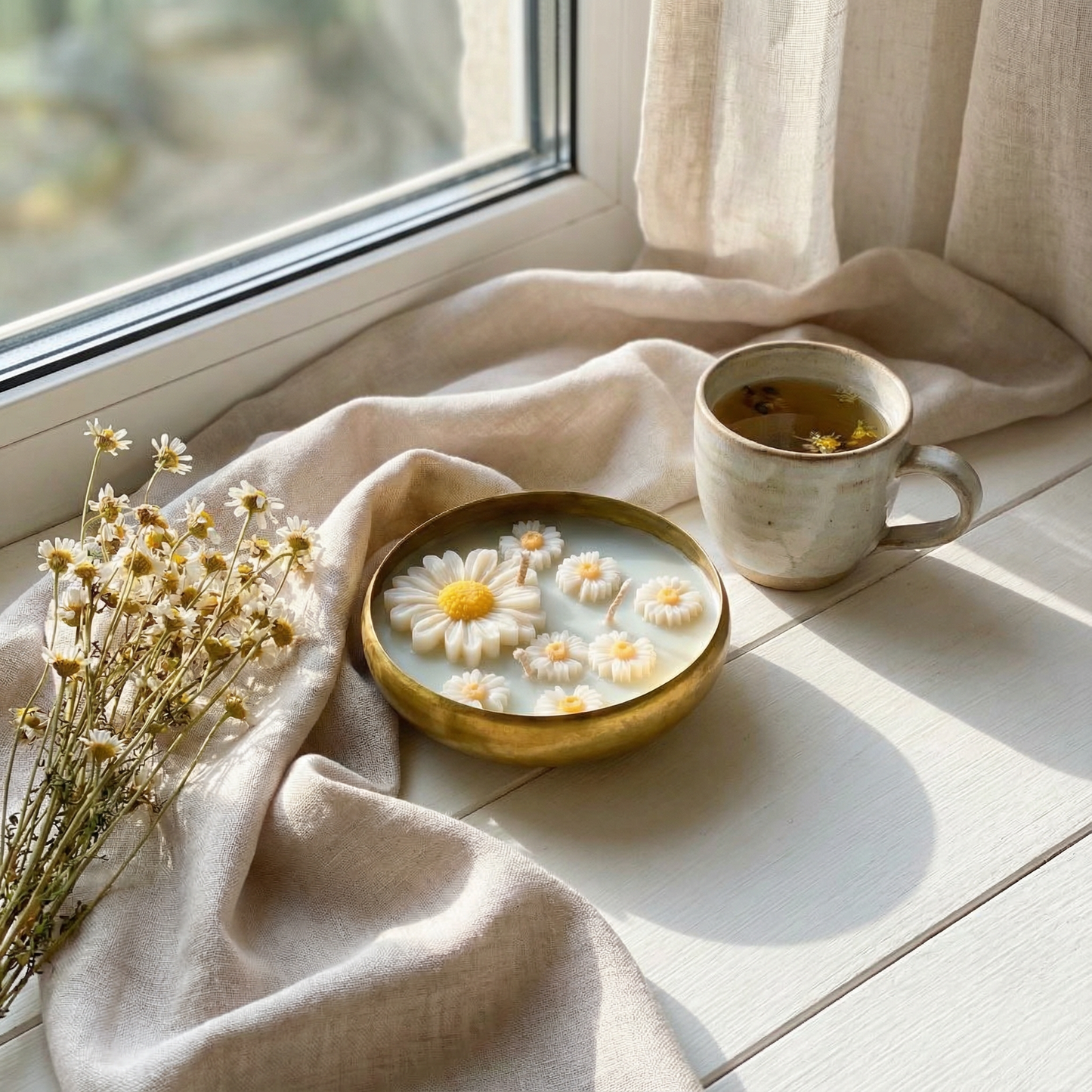 Daisy Bloom Urli Candle – Handcrafted Luxury Decor