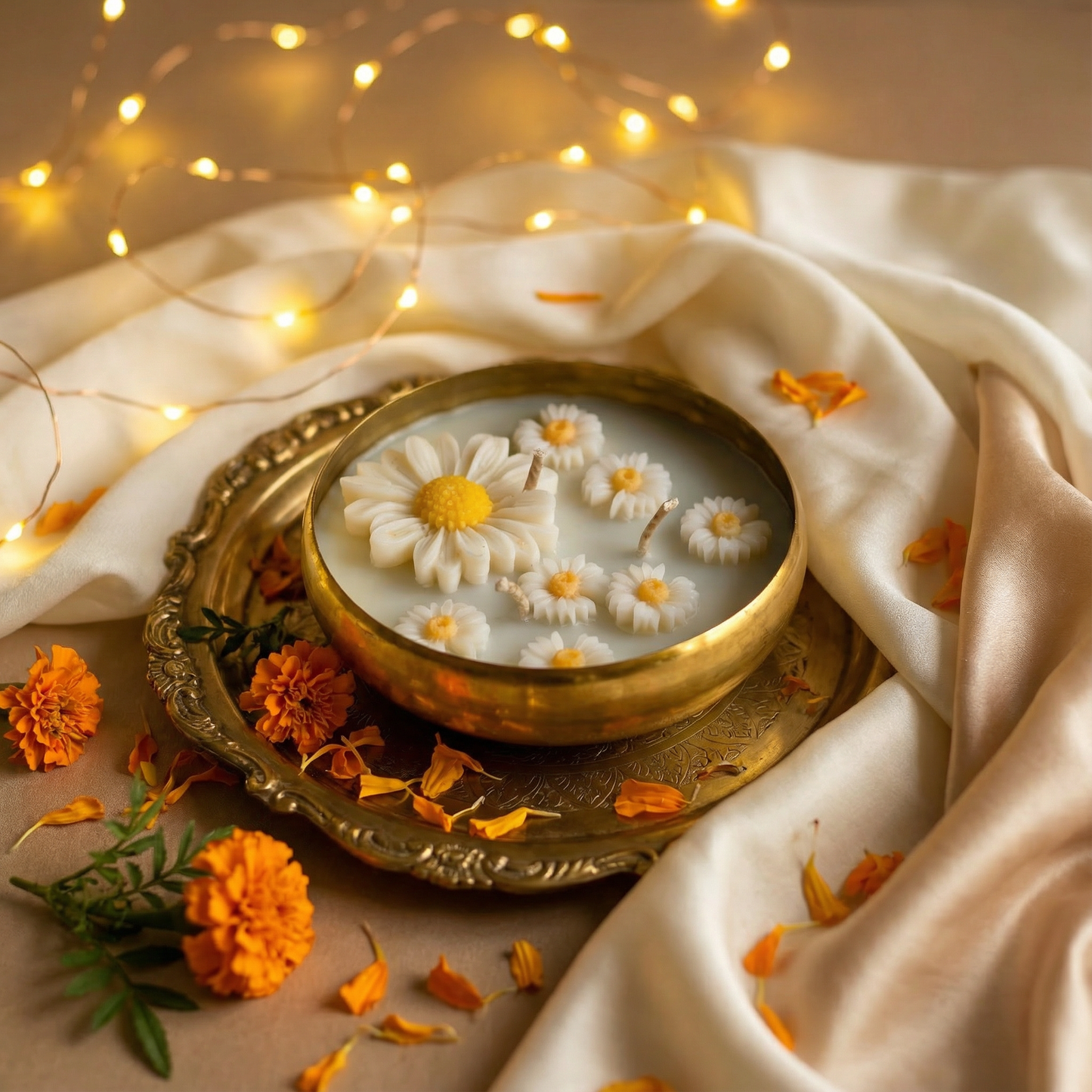 Daisy Bloom Urli Candle – Handcrafted Luxury Decor