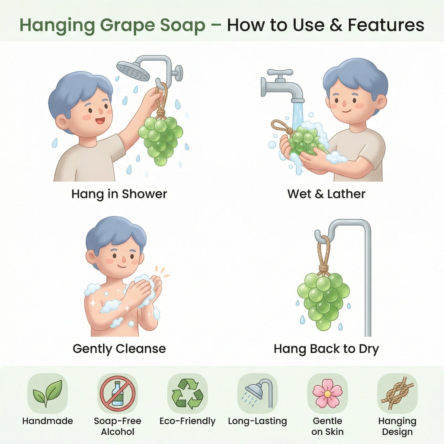 Hanging Grape Soap | Handmade Eco-Friendly Shower Soap
