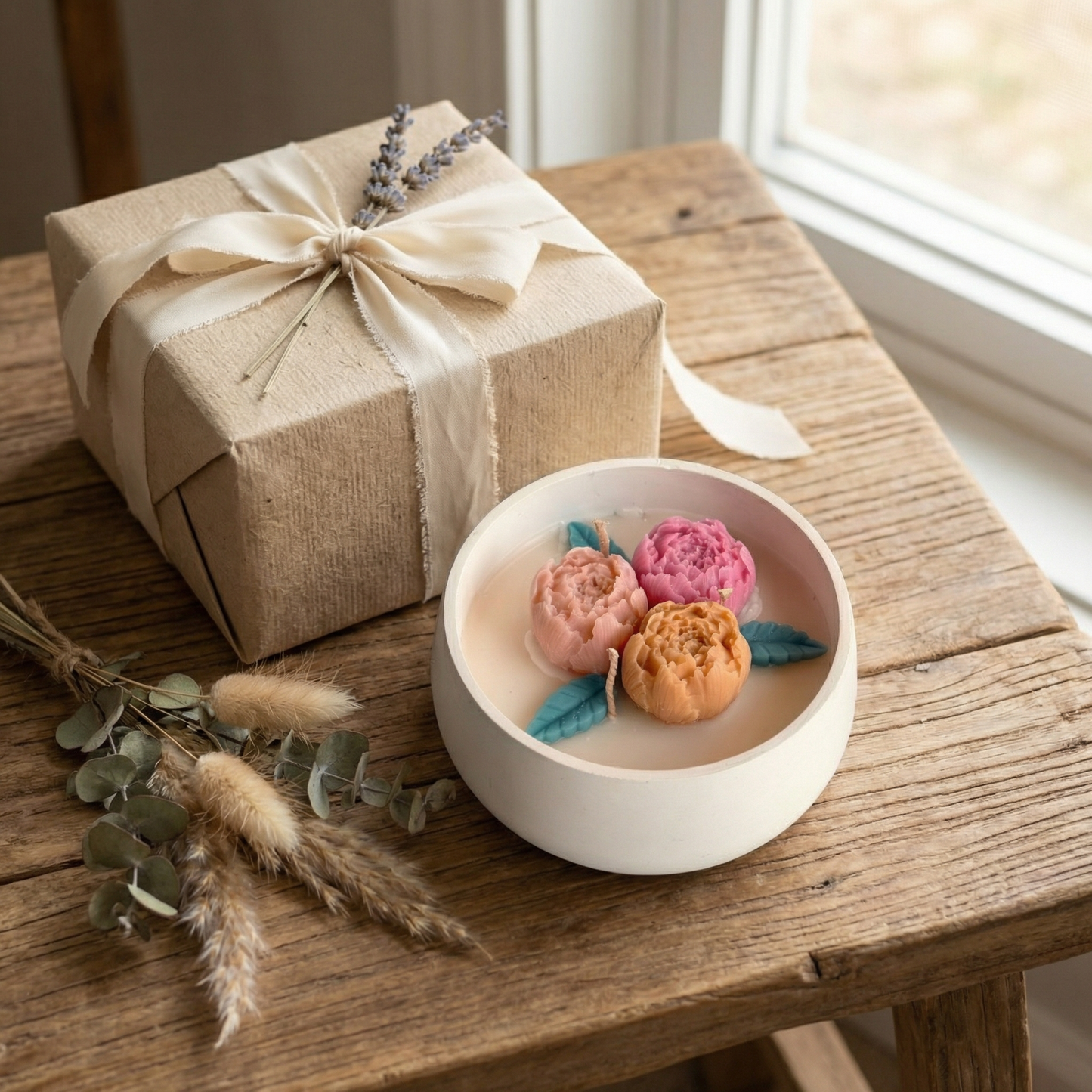 Handcrafted Floral Bowl Candle | Elegant Home Décor