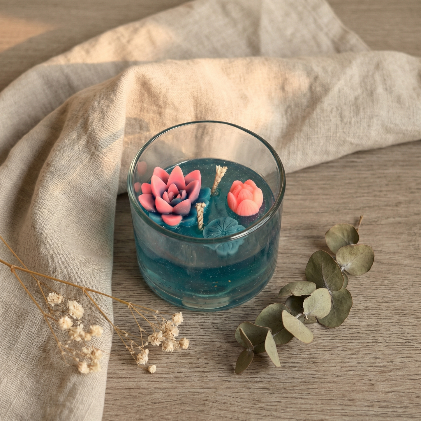 Handcrafted Floral Glass Jar Candle | Elegant Home Décor