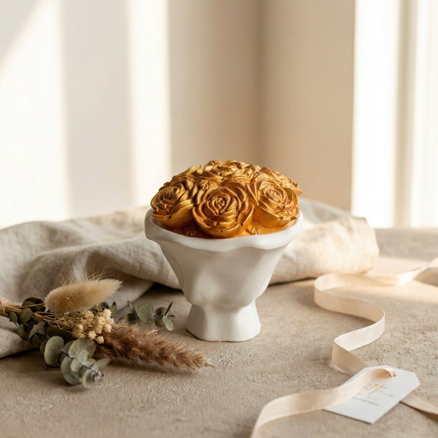 Wooden Wick Jesmonite Candle | Handcrafted Decorative Candle for Modern Home Décor