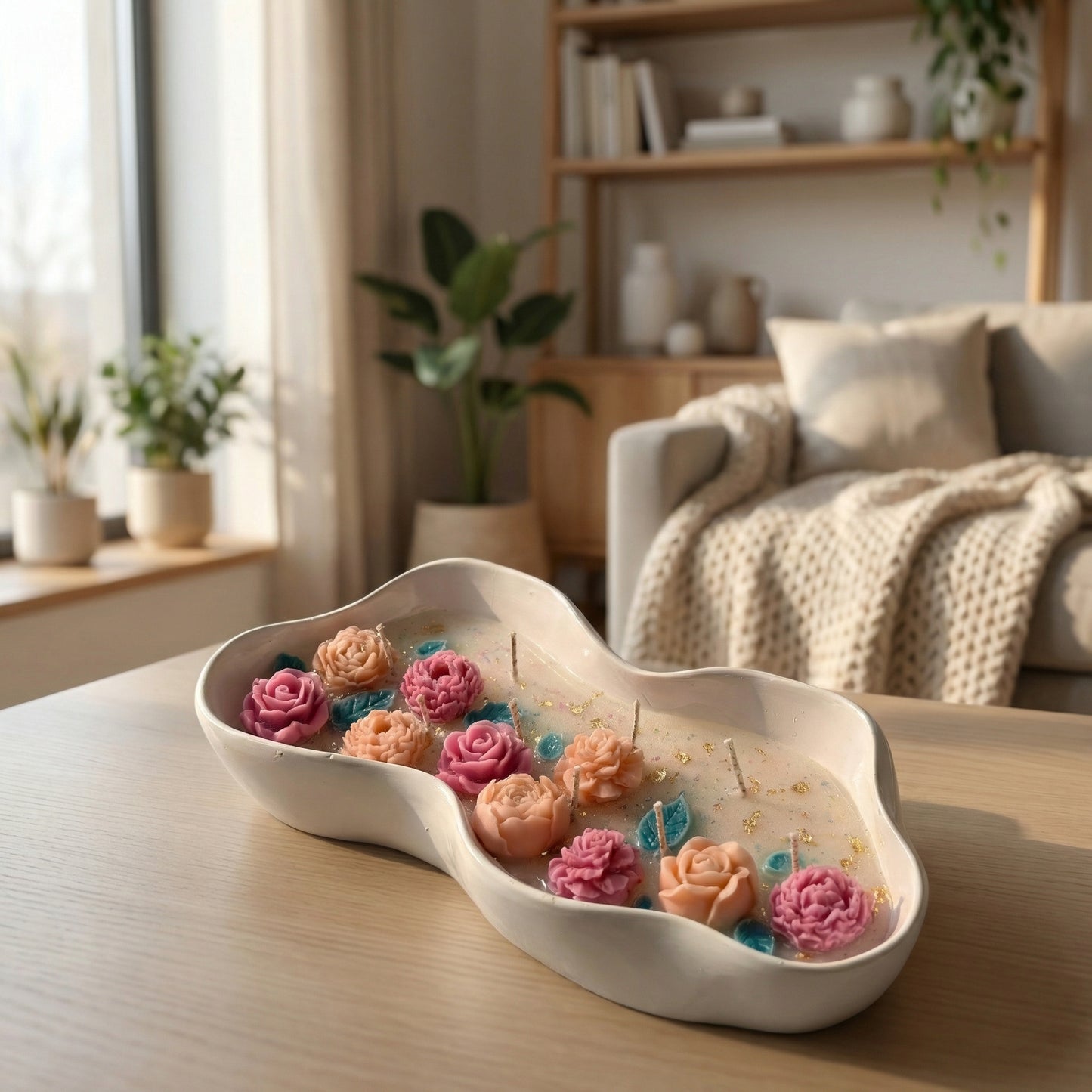 Floral Concrete Jar Candle | Handcrafted Decorative Candle for Modern Home Styling