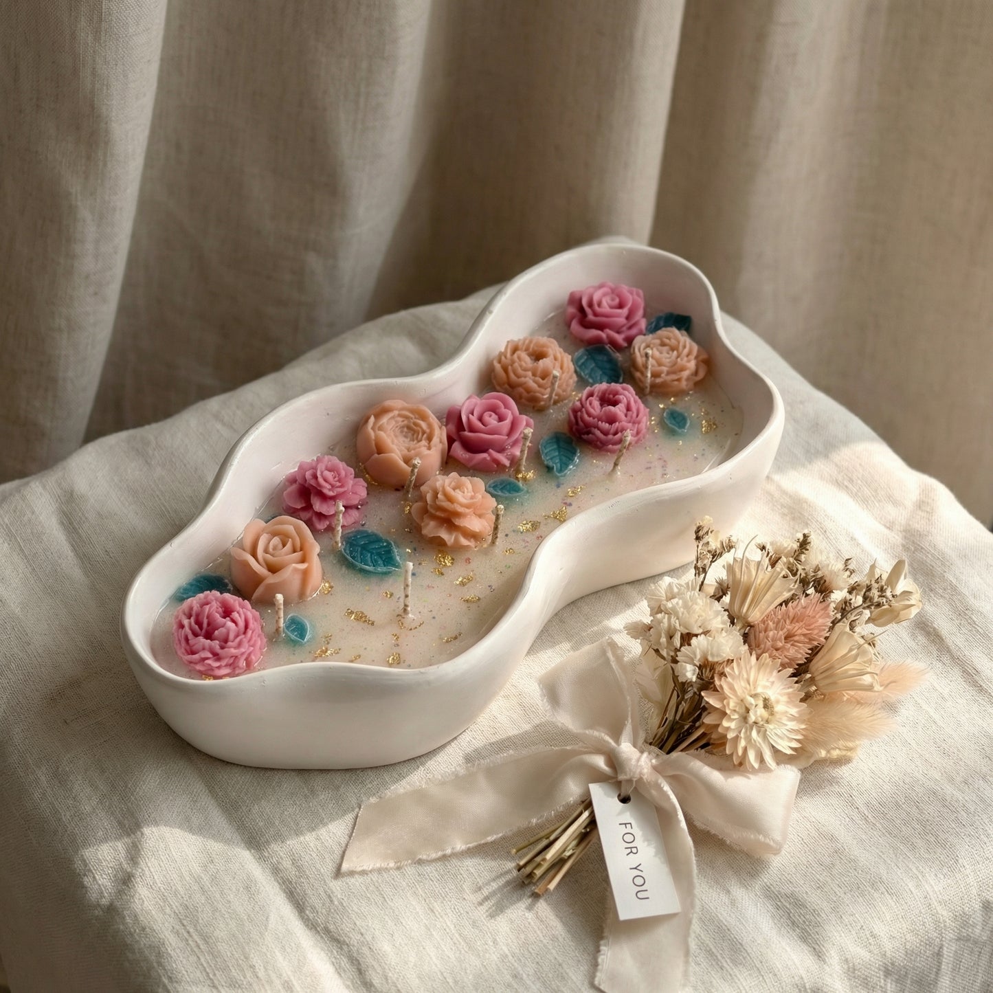 Floral Concrete Jar Candle | Handcrafted Decorative Candle for Modern Home Styling