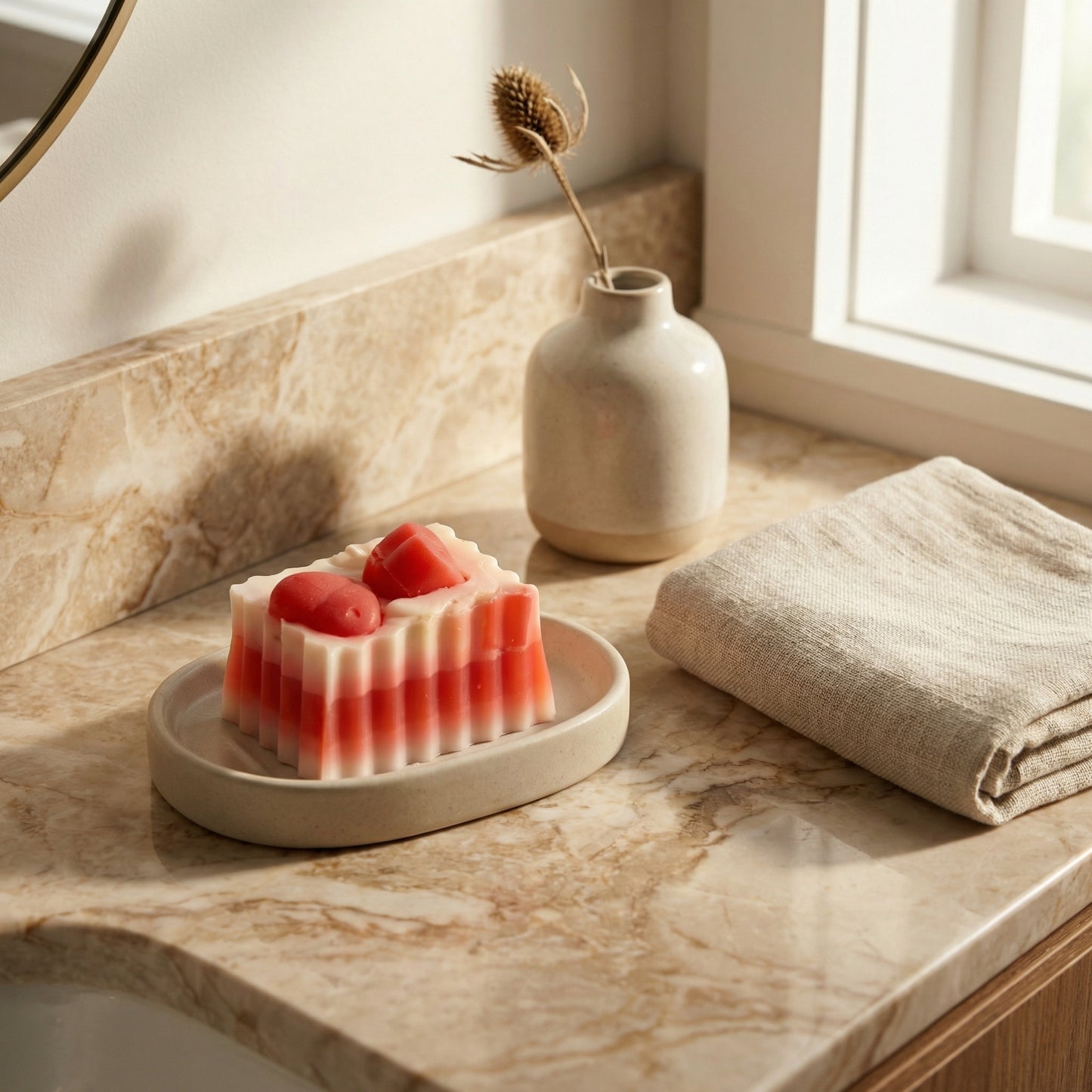 Handcrafted Red Heart Bar Soap | Artisan Dessert-Style Handmade Soap