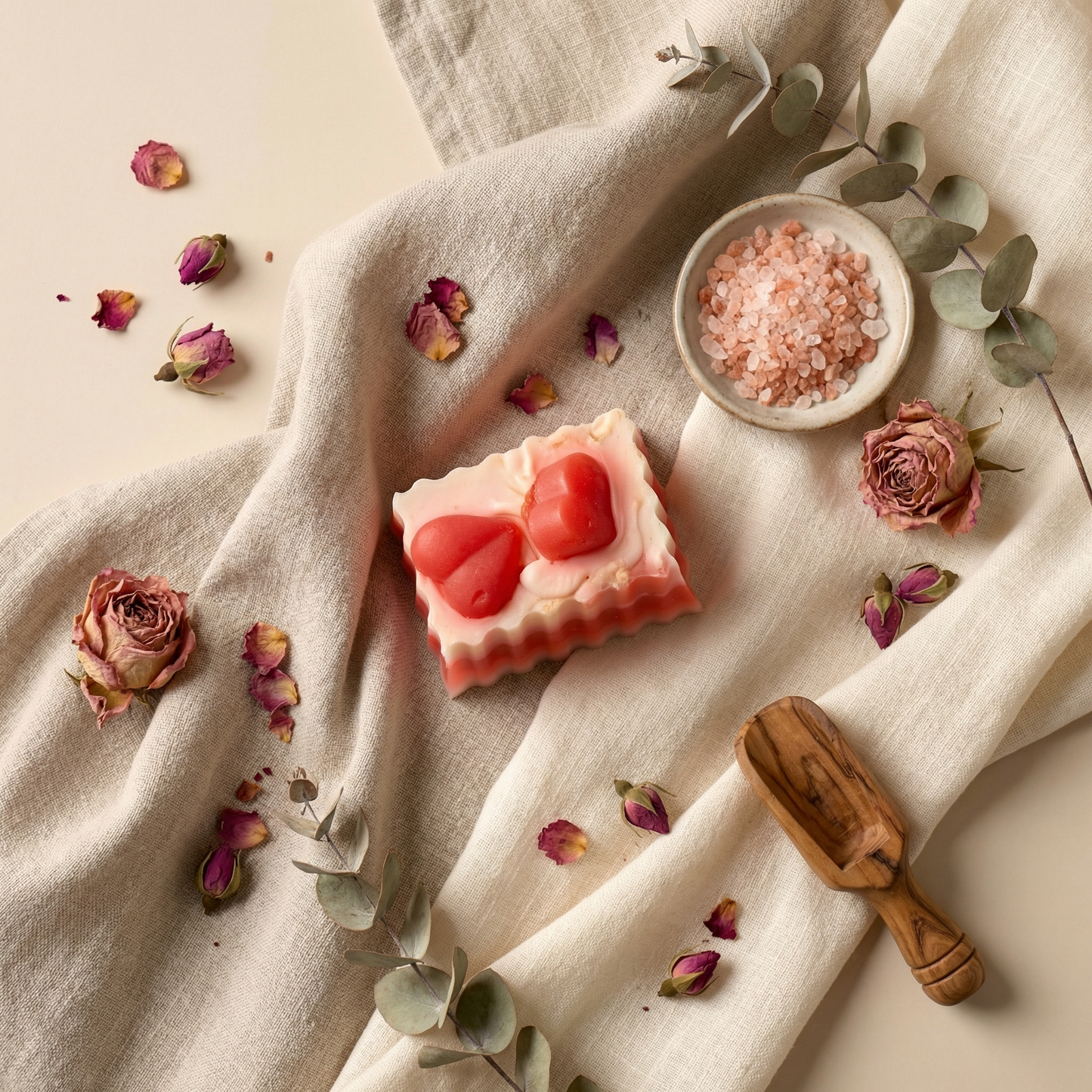Handcrafted Red Heart Bar Soap | Artisan Dessert-Style Handmade Soap