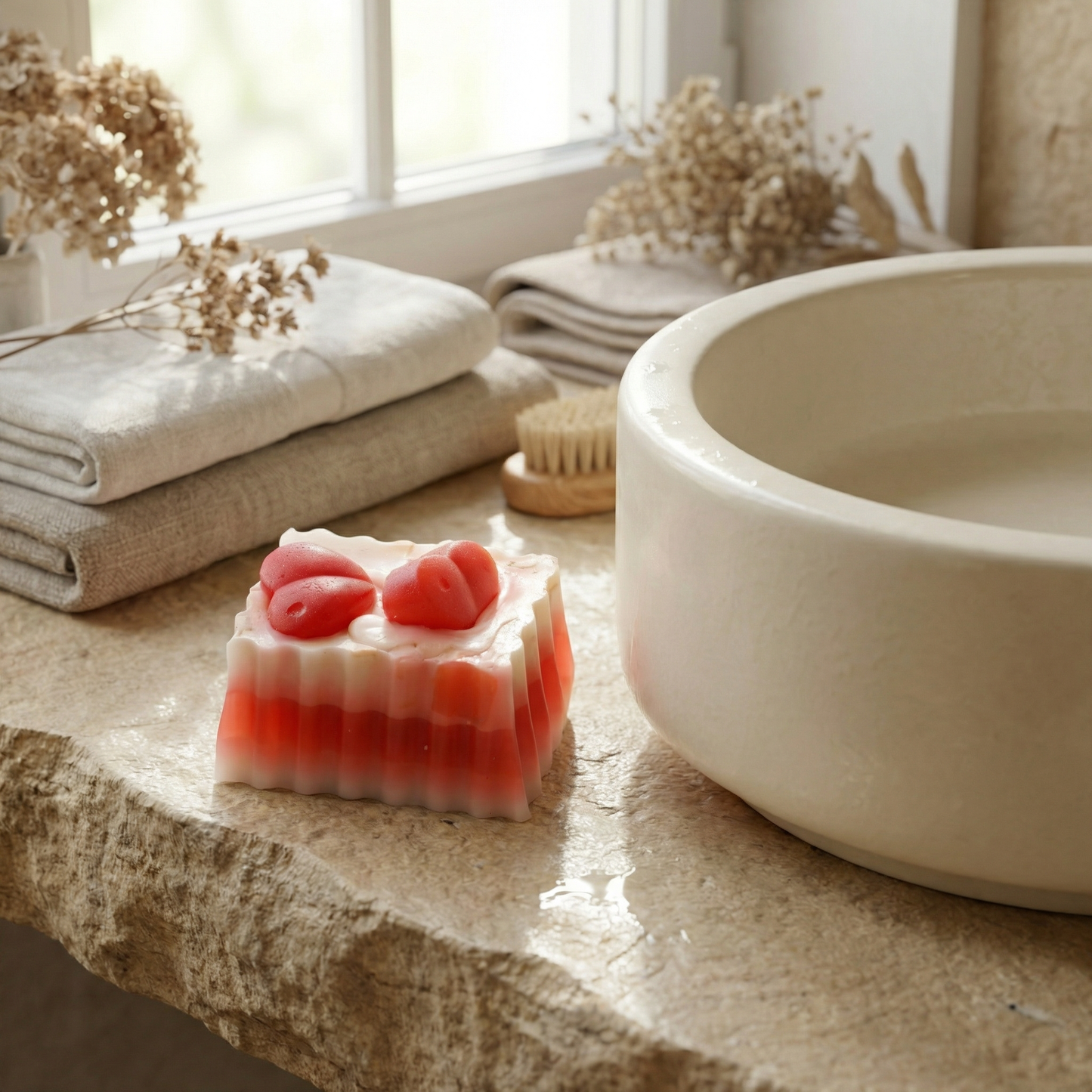 Handcrafted Red Heart Bar Soap | Artisan Dessert-Style Handmade Soap