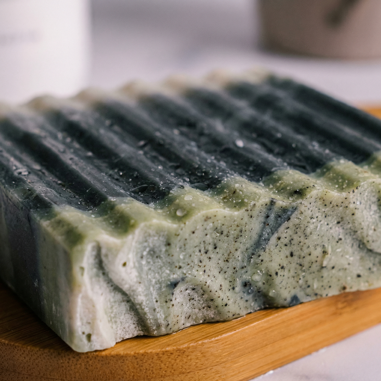 Green Sea Clay Charcoal Bar Soap Pack of 3 | Deep Cleansing Handmade Bar with Activated Charcoal | Pore Tightening Hydrating Cleanser for Normal to Oily Skin