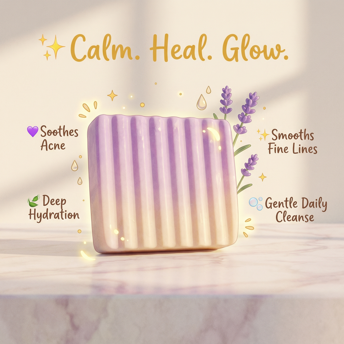 Lavender Vanilla Bar Soap Pack of 3 | Handmade Hydrating Cleanser for Acne Care, Wrinkle Reduction & Deep Moisturization | Gentle Skincare for Normal to Dry Skin