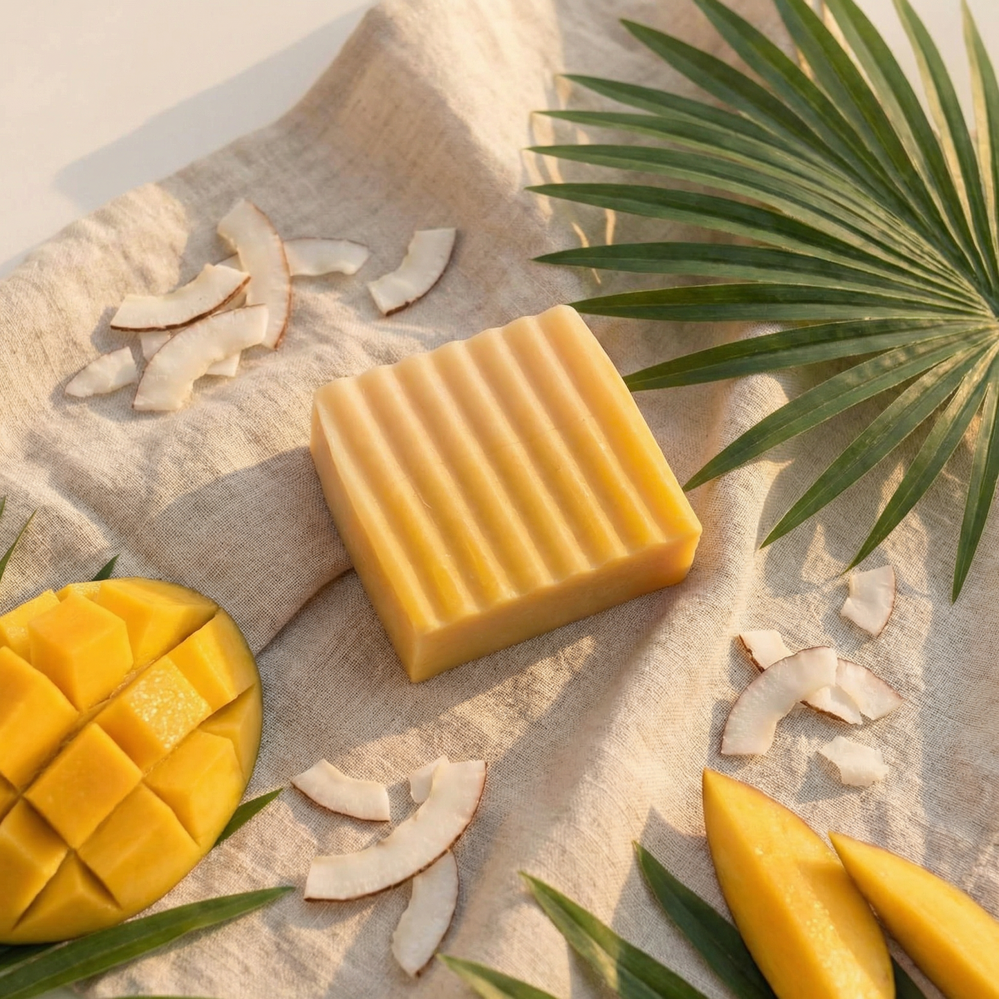 Mango Coconut Bar Soap Pack of 3 | Handmade Hydrating Soap with Coconut Milk & Mango Extract for Clear, Soft & Nourished Skin