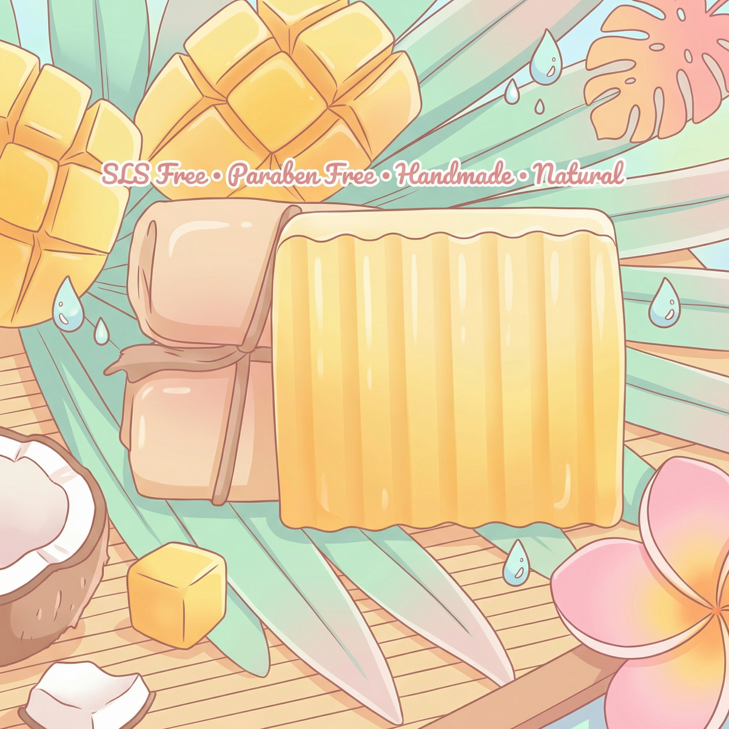 Mango Coconut Bar Soap Pack of 3 | Handmade Hydrating Soap with Coconut Milk & Mango Extract for Clear, Soft & Nourished Skin