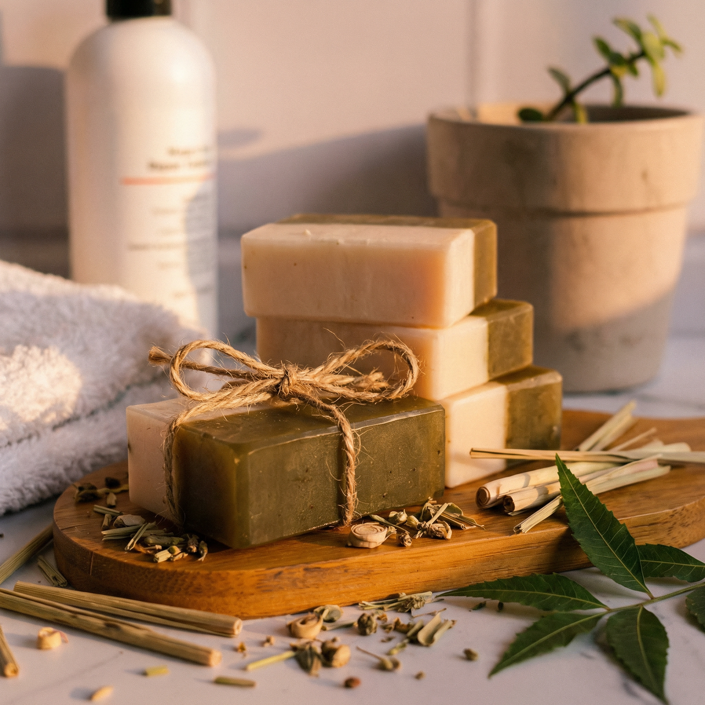 Lemongrass & Neem Handmade Bar Soap Pack of 3 | Acne-Care, Deep Cleansing & Hydrating Natural Soap for All Skin Types