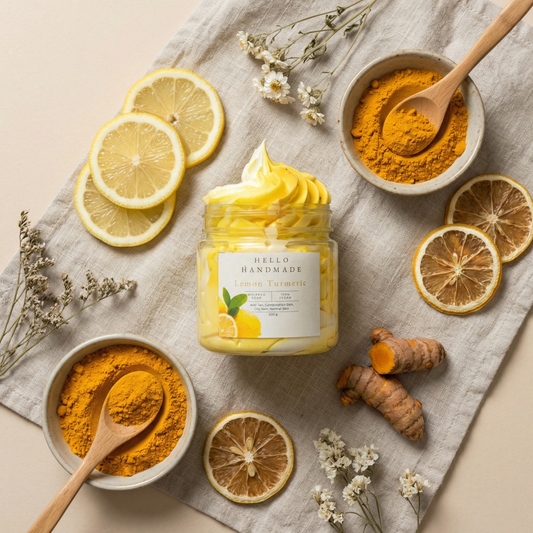 Lemon Turmeric Whipped Soap | Handmade Brightening Cleanser for Oily & Combination Skin