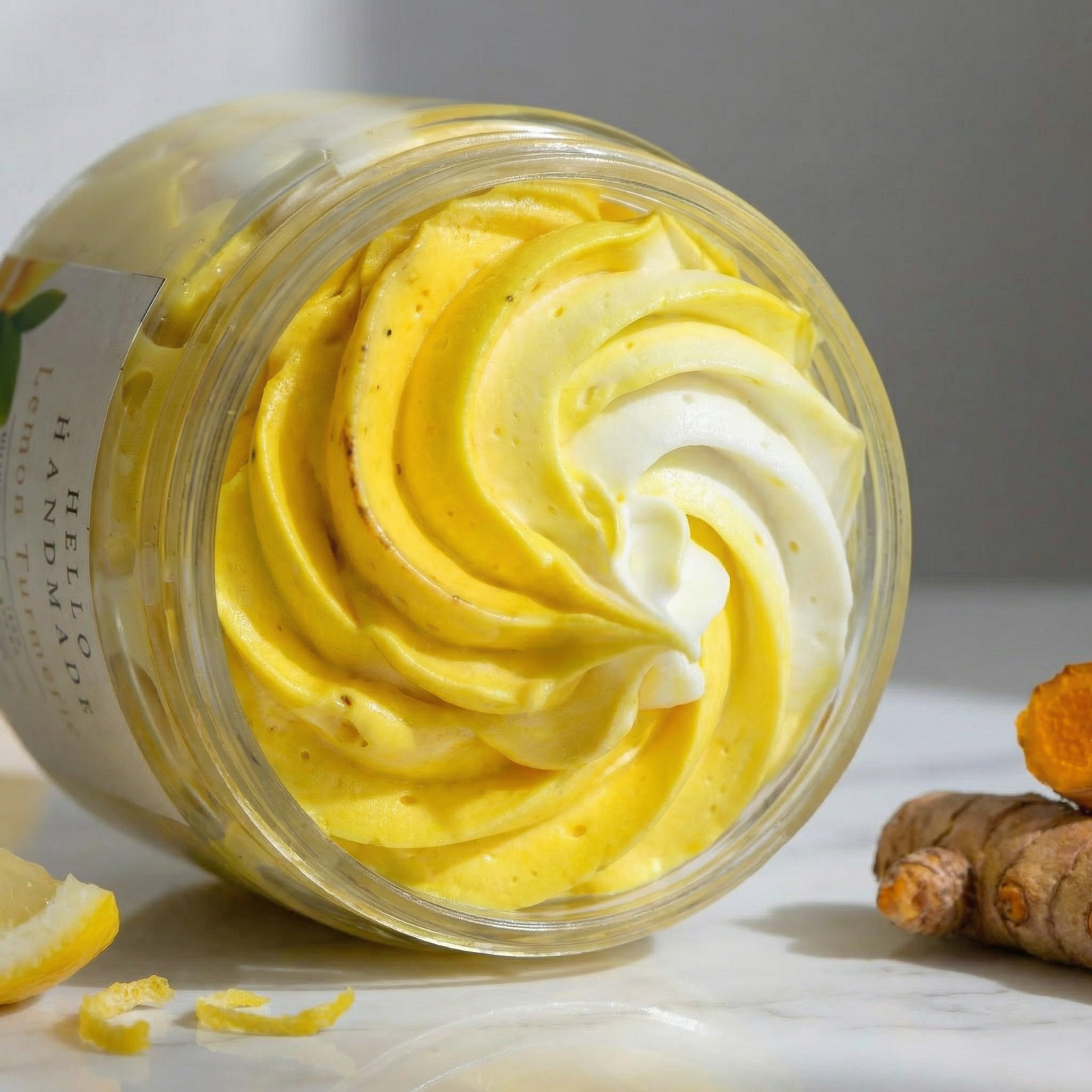 Lemon Turmeric Whipped Soap | Handmade Brightening Cleanser for Oily & Combination Skin