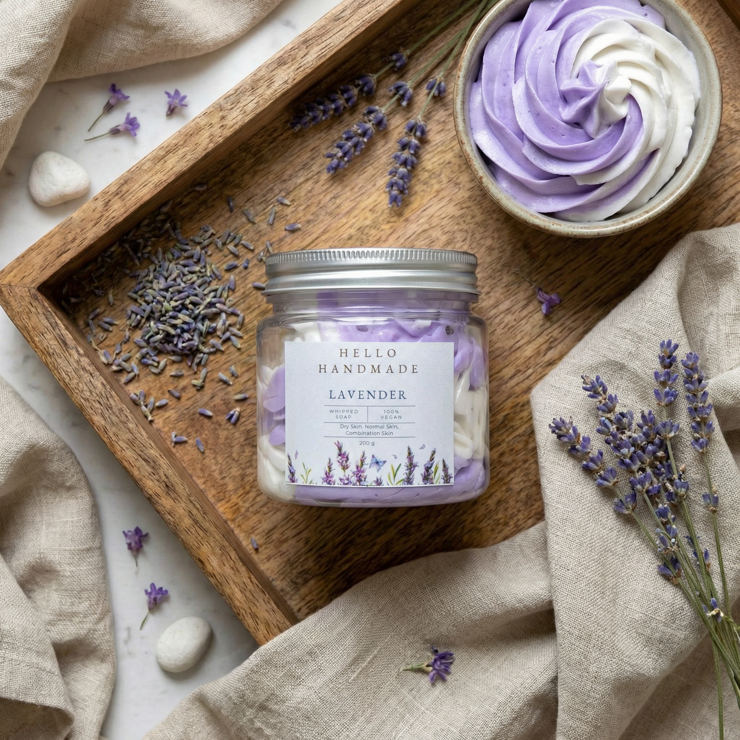 Lavender Whipped Soap | Handmade Soothing Body Cleanser for Dry, Normal & Sensitive Skin – Hello Handmade