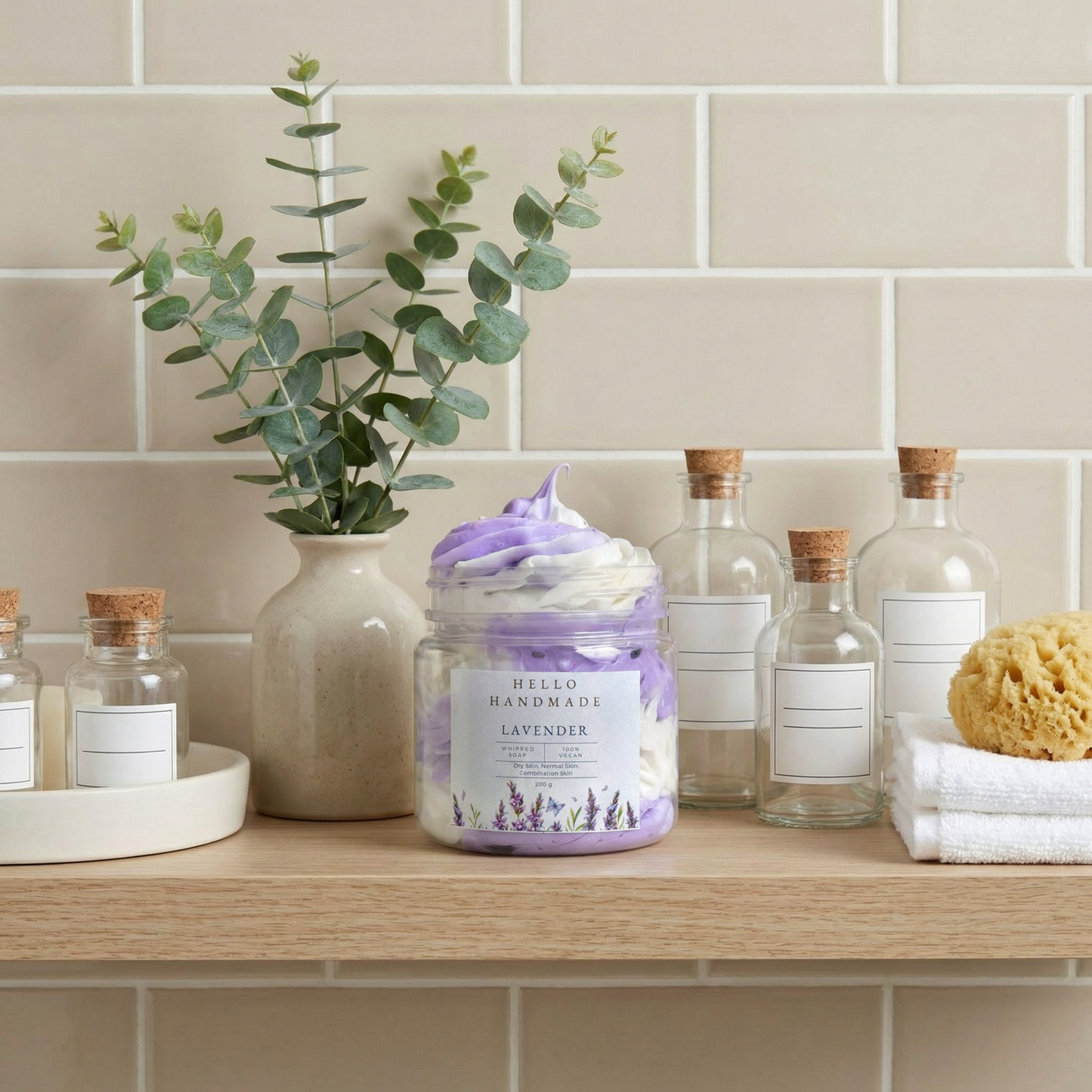 Lavender Whipped Soap | Handmade Soothing Body Cleanser for Dry, Normal & Sensitive Skin – Hello Handmade