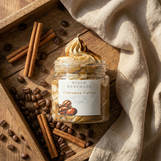 Cinnamon Coffee Whipped Soap | Handmade Energizing Exfoliating Body Cleanser for Smooth, Revitalized Skin