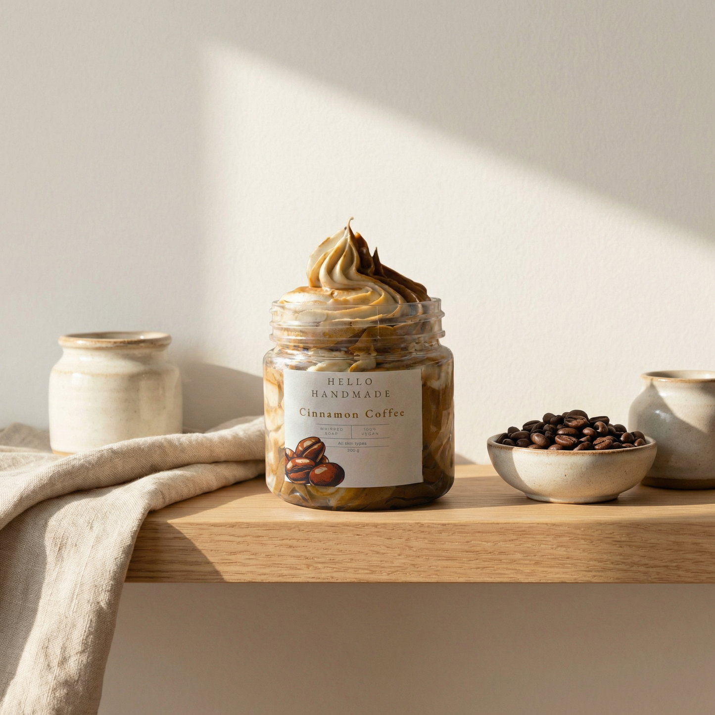 Cinnamon Coffee Whipped Soap | Handmade Energizing Exfoliating Body Cleanser for Smooth, Revitalized Skin
