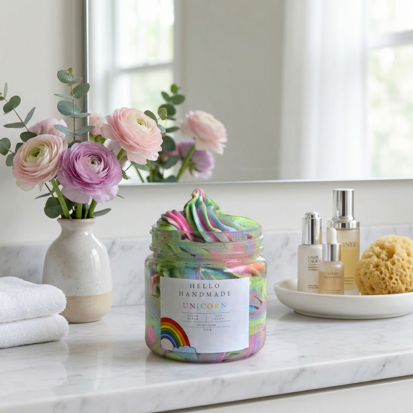 Unicorn Sugar Scrub | Handmade Exfoliating Body Scrub for Smooth, Glowing & Hydrated Skin