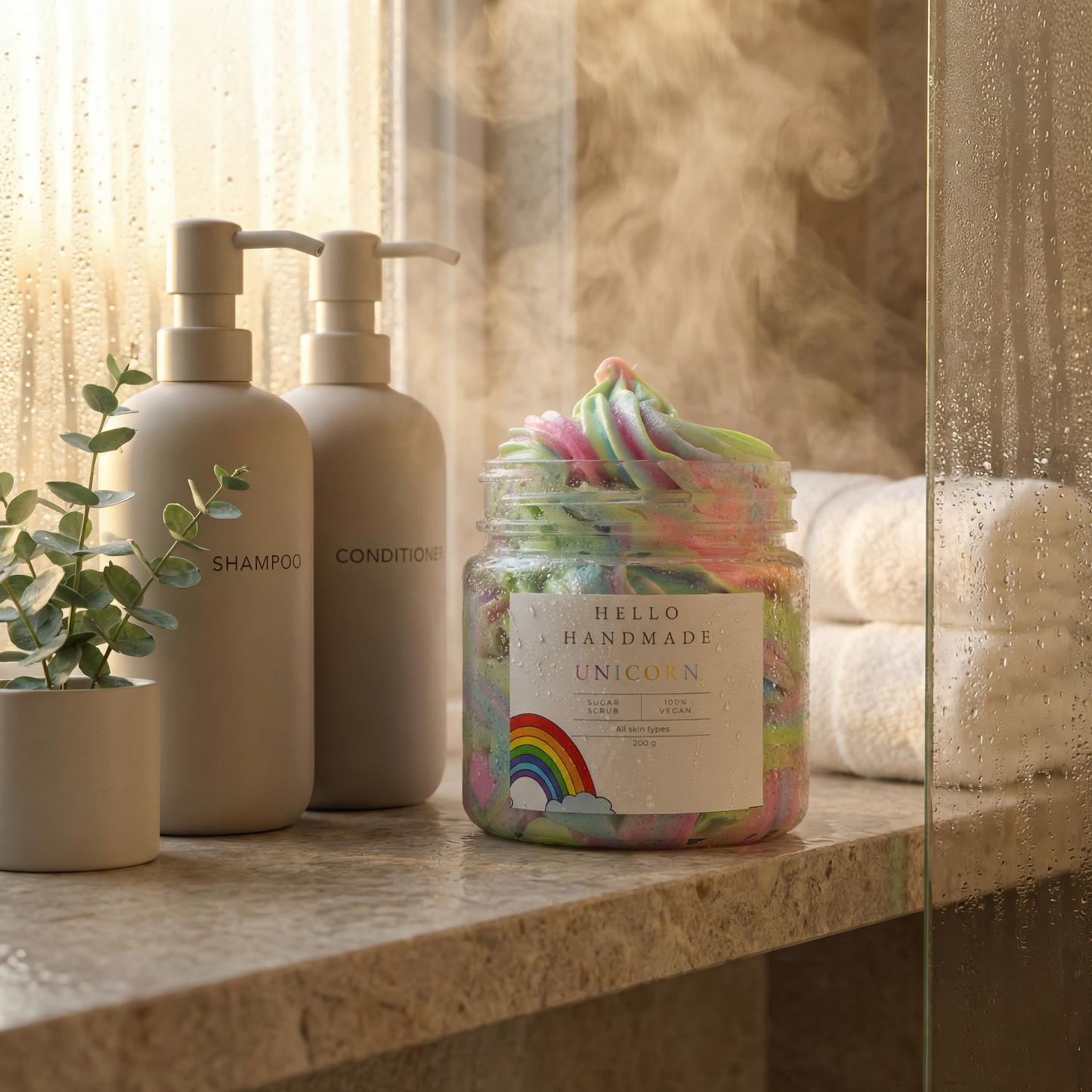 Unicorn Sugar Scrub | Handmade Exfoliating Body Scrub for Smooth, Glowing & Hydrated Skin