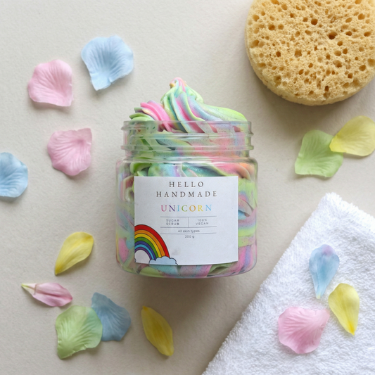 Unicorn Sugar Scrub | Handmade Exfoliating Body Scrub for Smooth, Glowing & Hydrated Skin