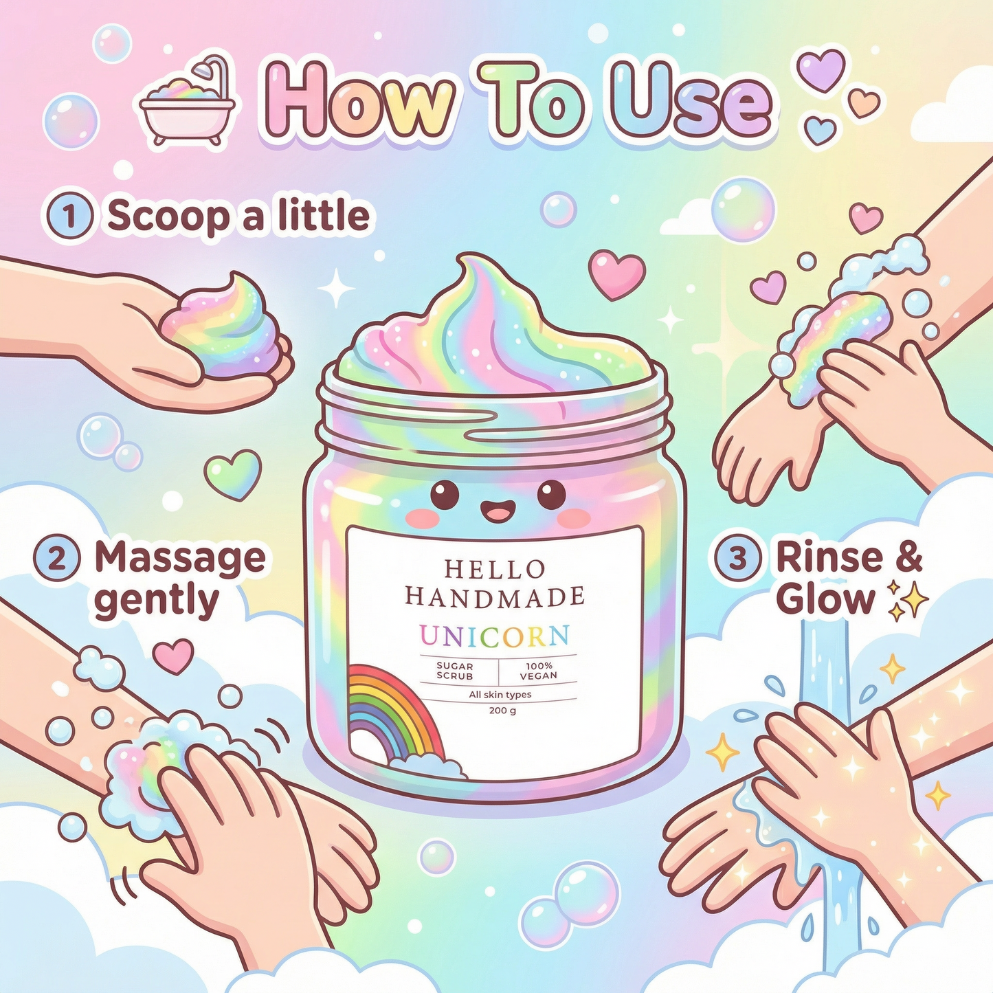 Unicorn Sugar Scrub | Handmade Exfoliating Body Scrub for Smooth, Glowing & Hydrated Skin