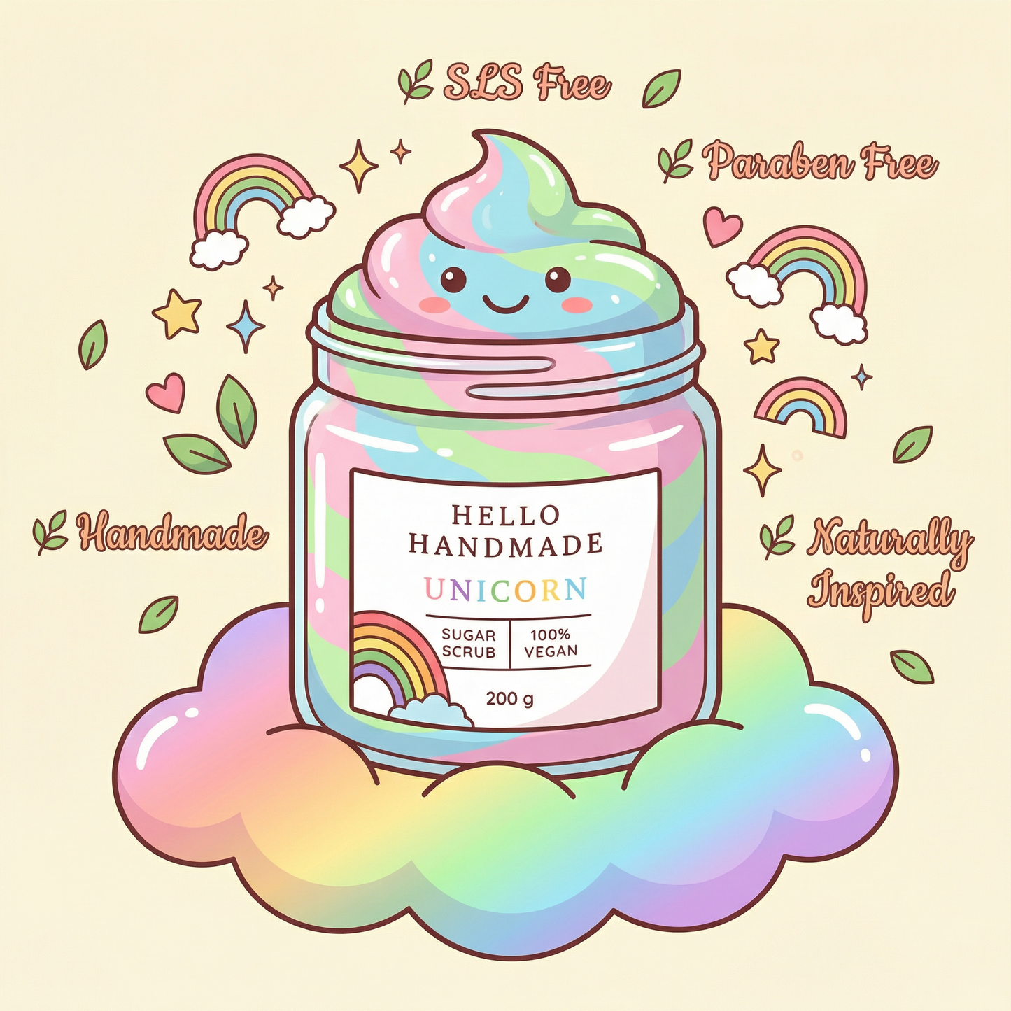 Unicorn Sugar Scrub | Handmade Exfoliating Body Scrub for Smooth, Glowing & Hydrated Skin